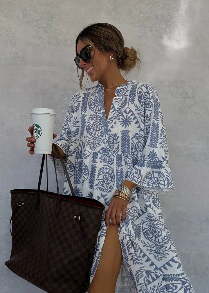 Norielle boho midi šaty vzorované bílé