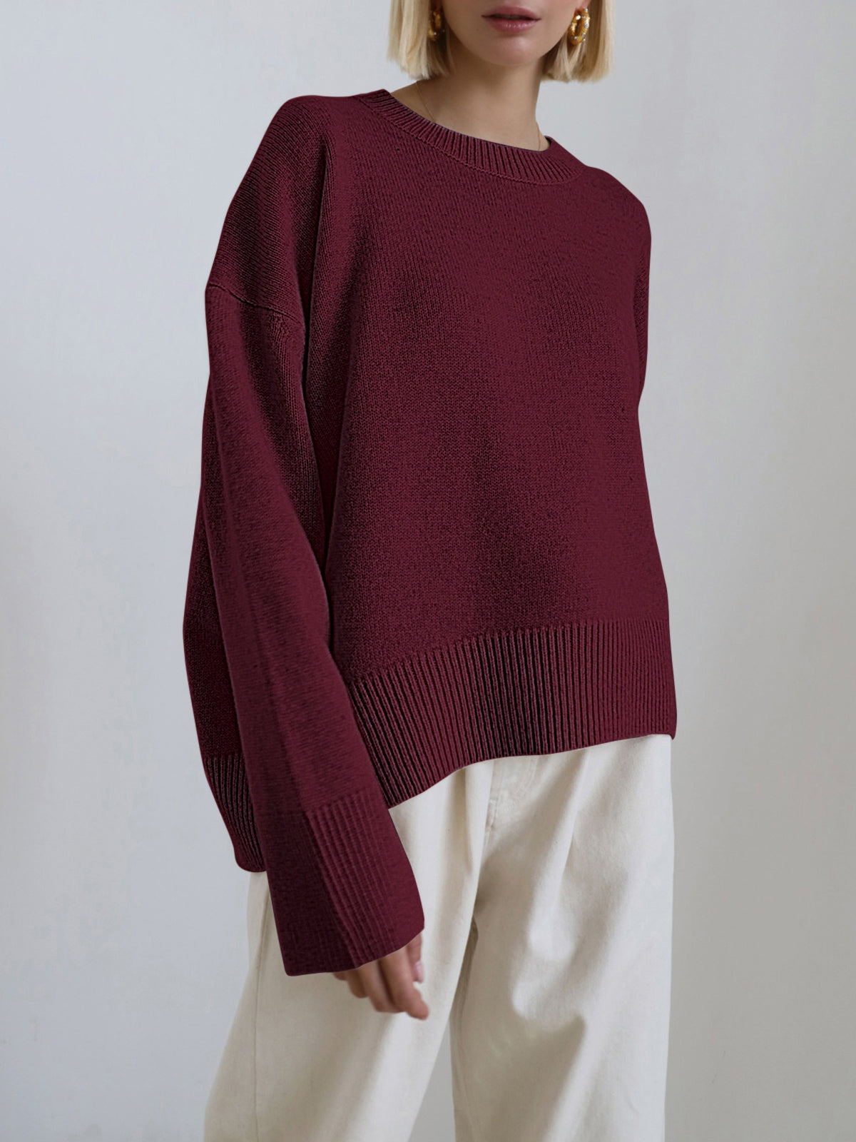 Norielle svetr oversize s rozparky modrobílý
