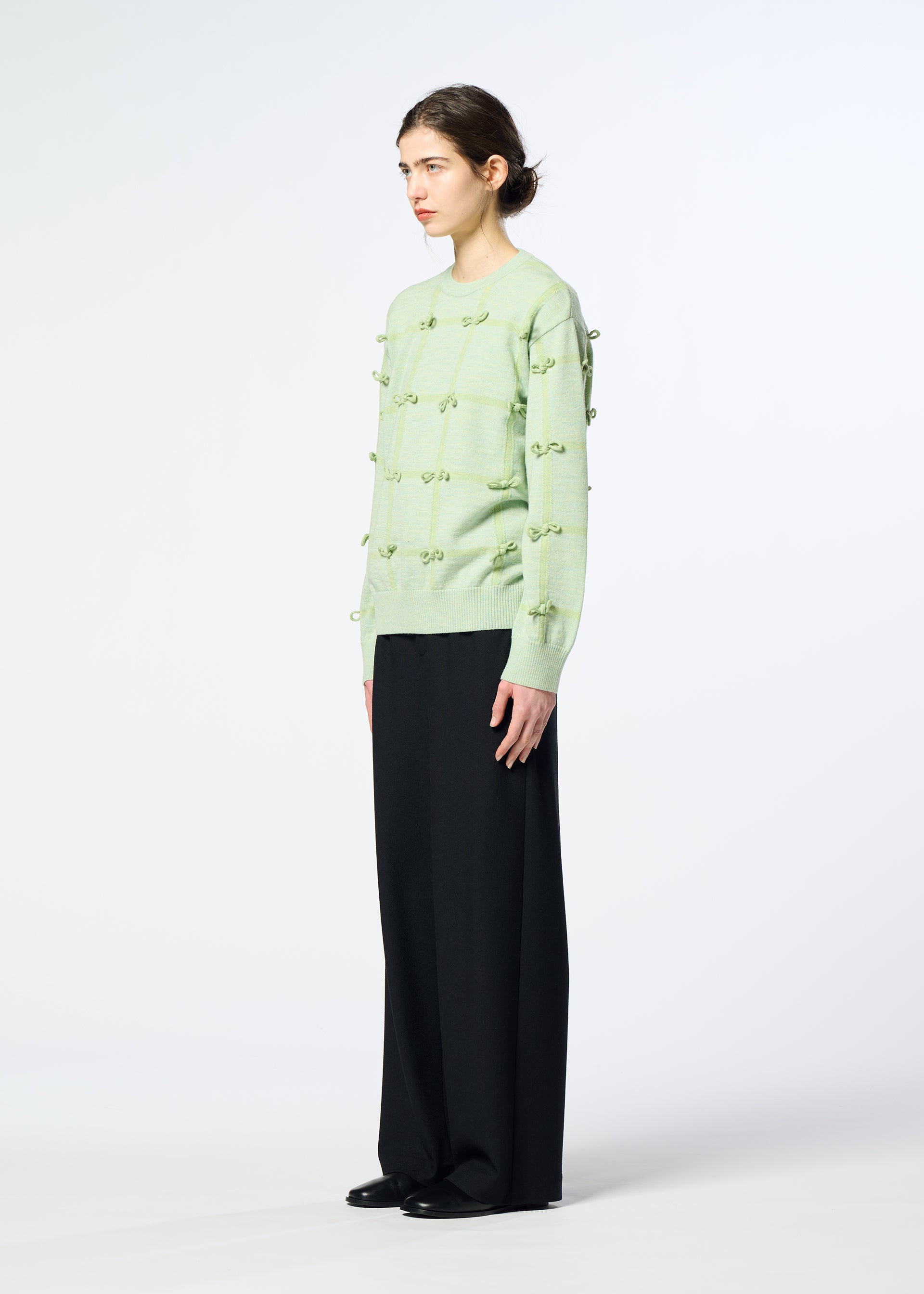 Issey Miyake RIBBON KNIT svetr černý vlněný