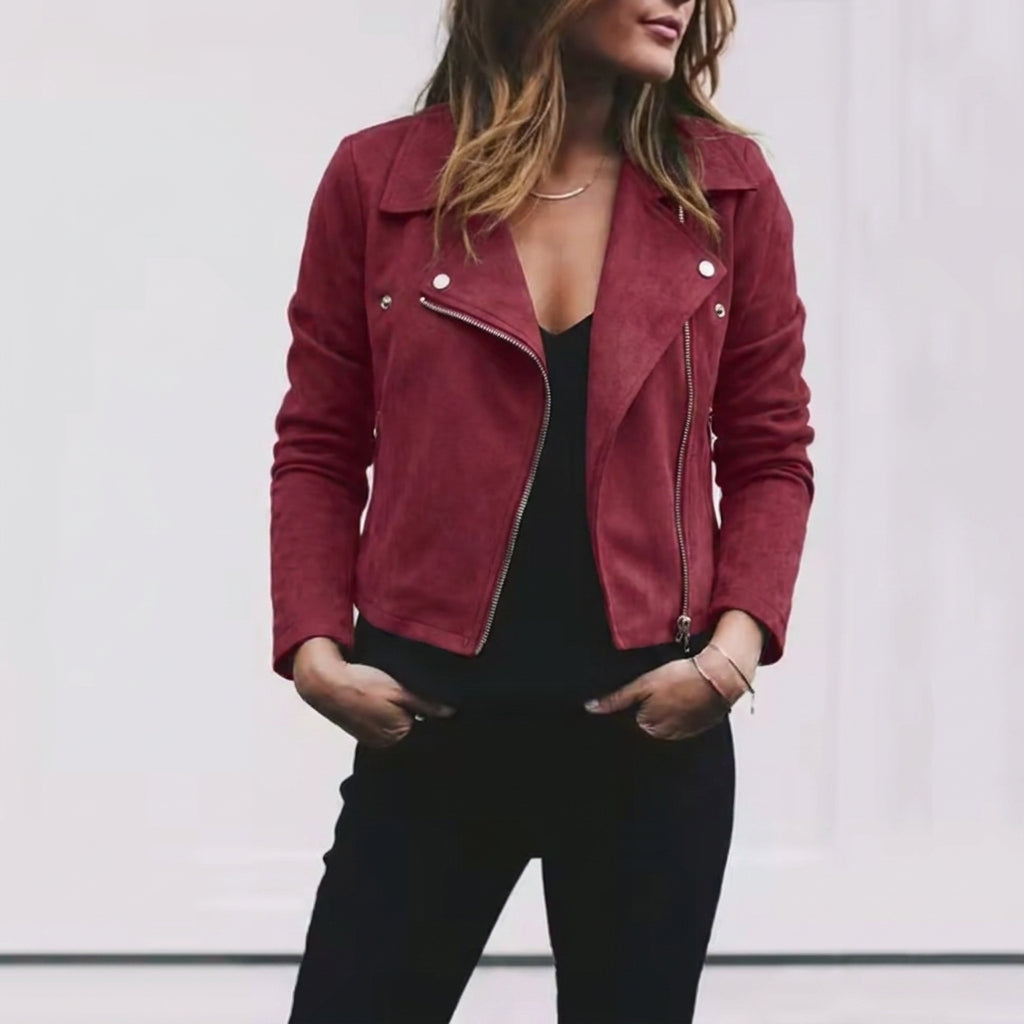 Norielle biker bunda černá M semišová asymetrická