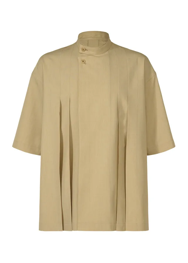 Issey Miyake Linen Like košile světle béžová krátký rukáv
