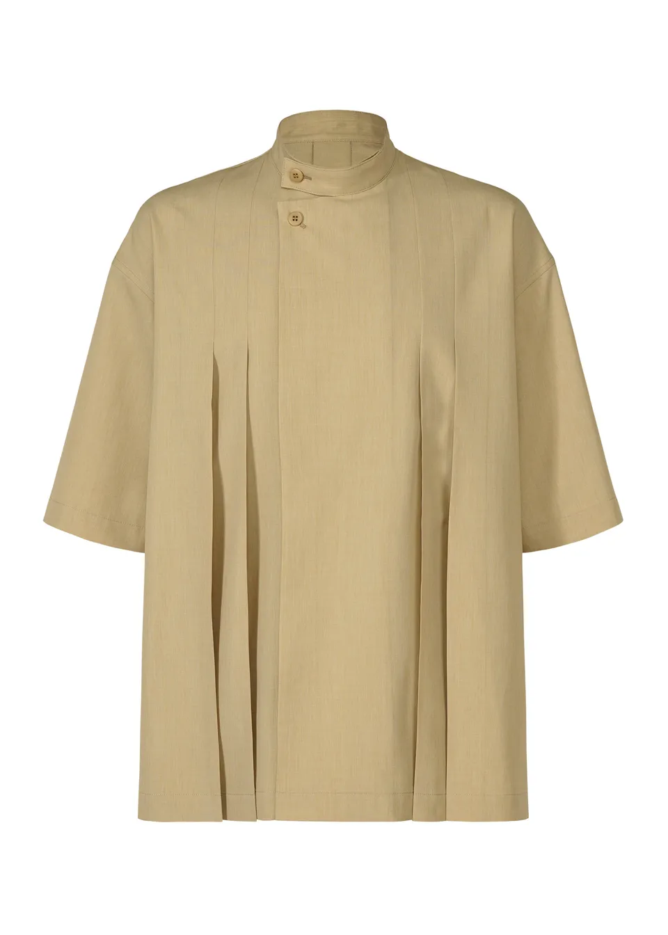 Issey Miyake Linen Like košile světle béžová krátký rukáv
