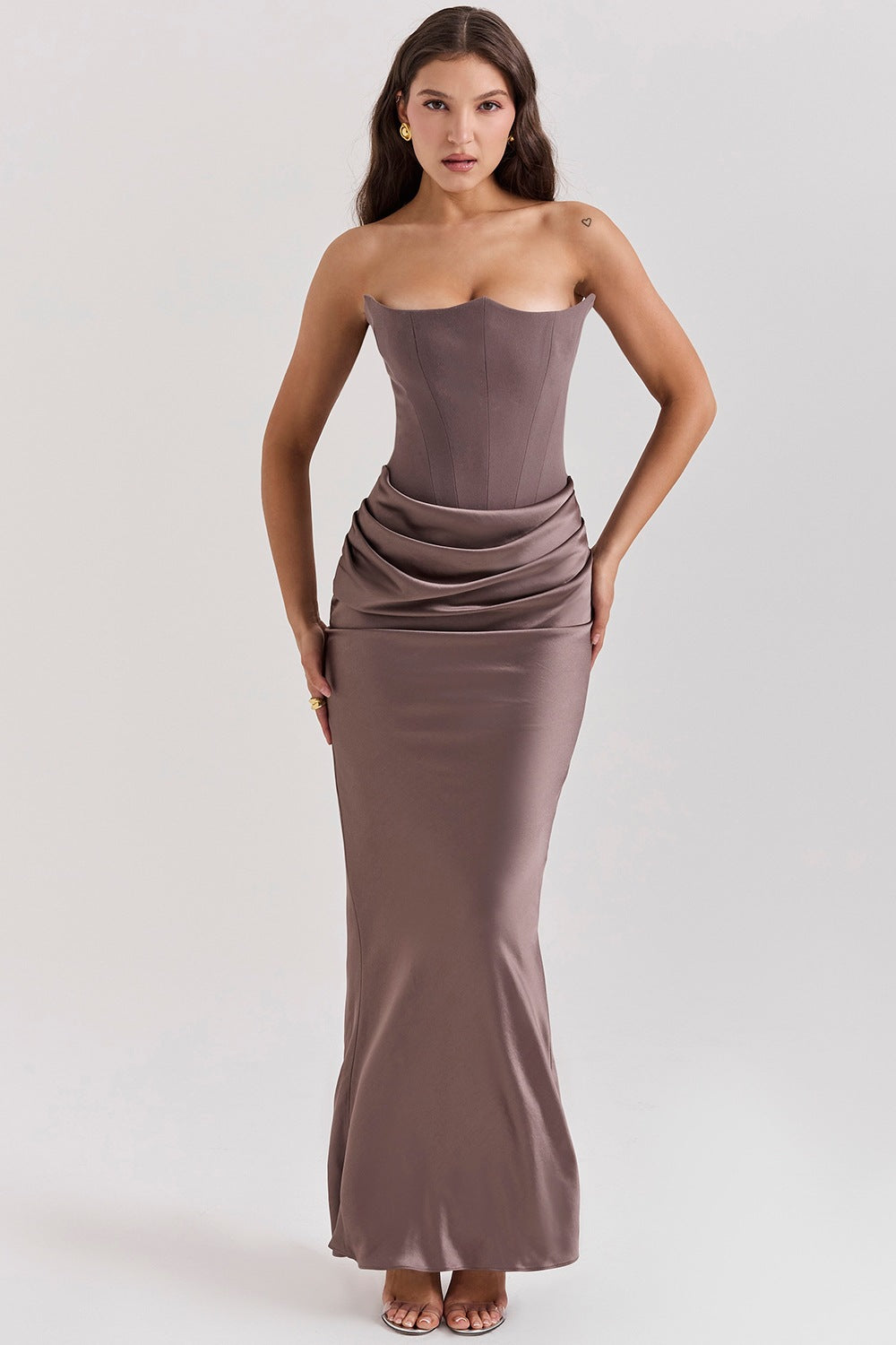 Norielle Elegance saténové bustier šaty černé