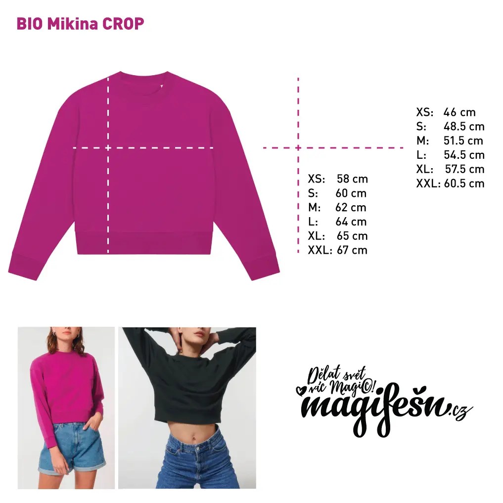 Magifešn Crops Pivoňky mikina Mignon Night biobavlna
