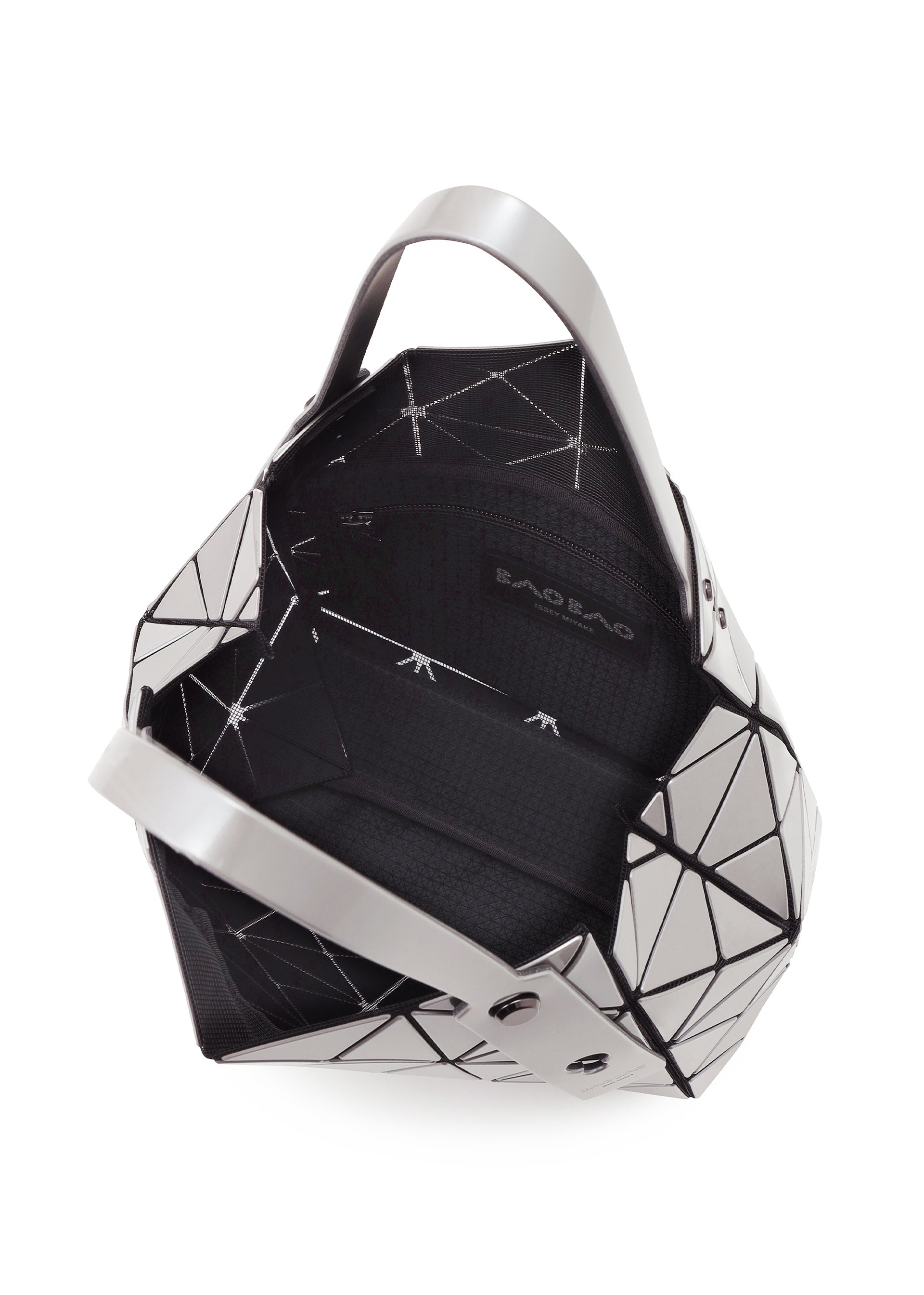 Issey Miyake Carat kabelka šedá metalická skládaná