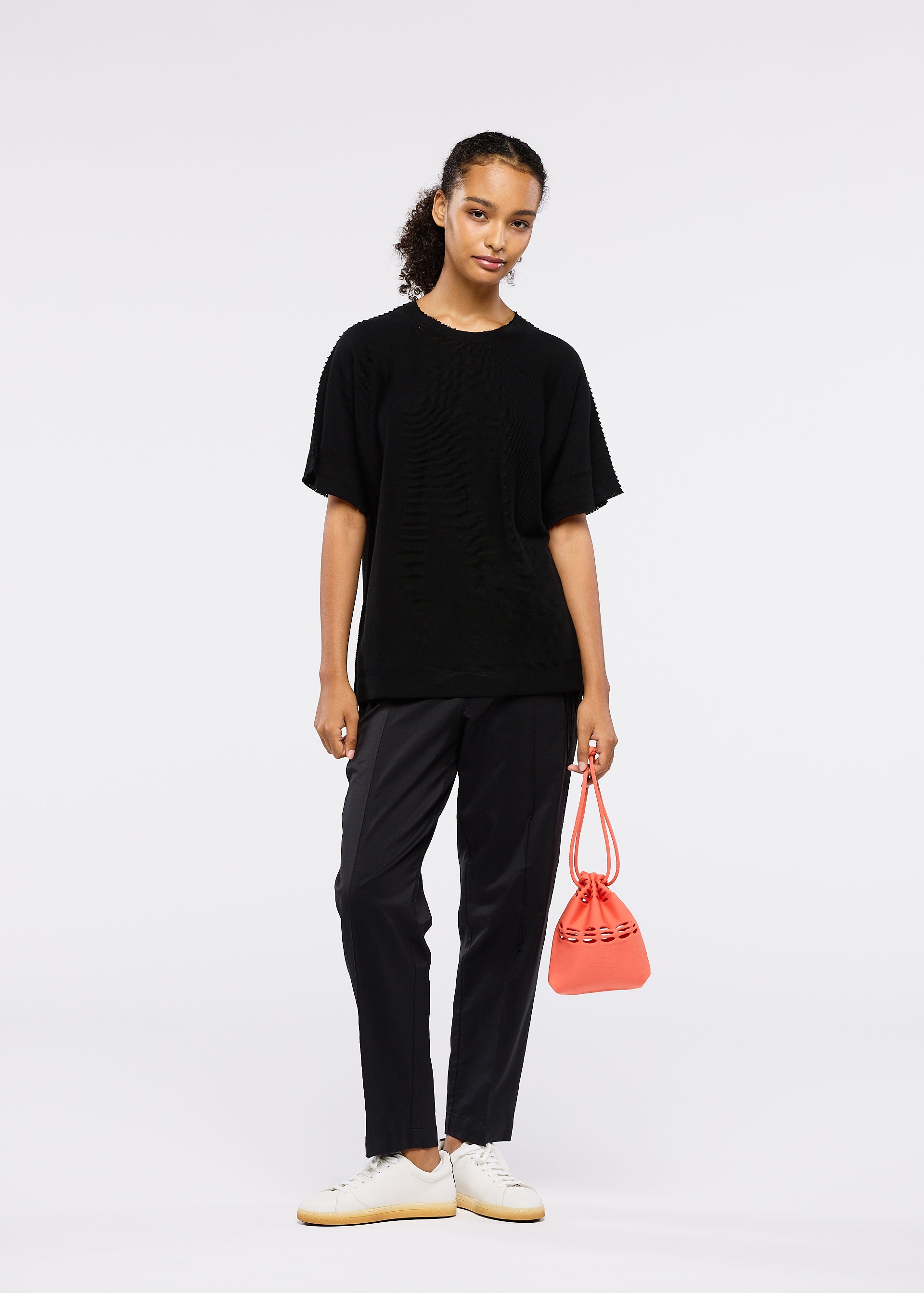 Issey Miyake Mokko Pocket kabelka sytě růžová pletená