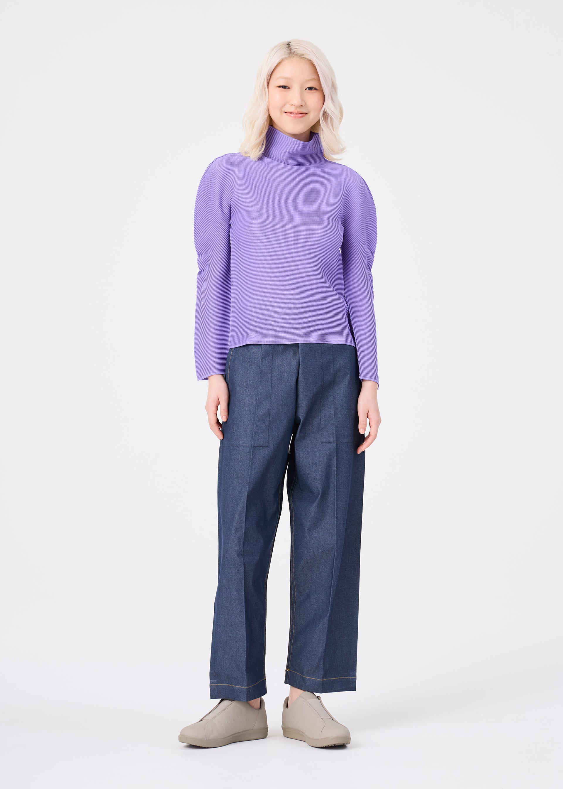 Issey Miyake Stretch Pleats 3 top rumělká elastický