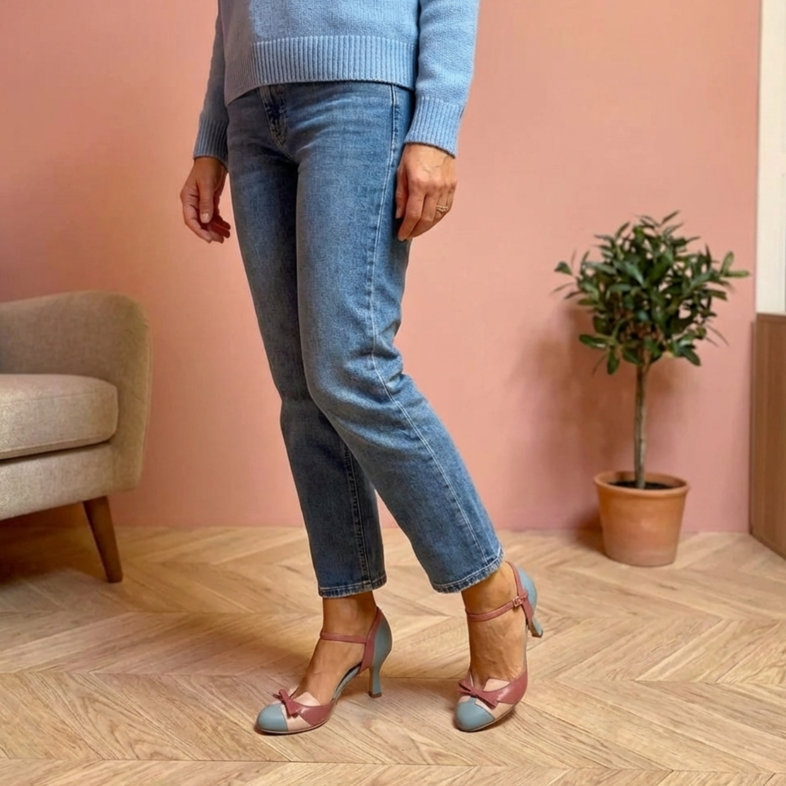 Norielle Slingback lodičky světle modré se špičkou