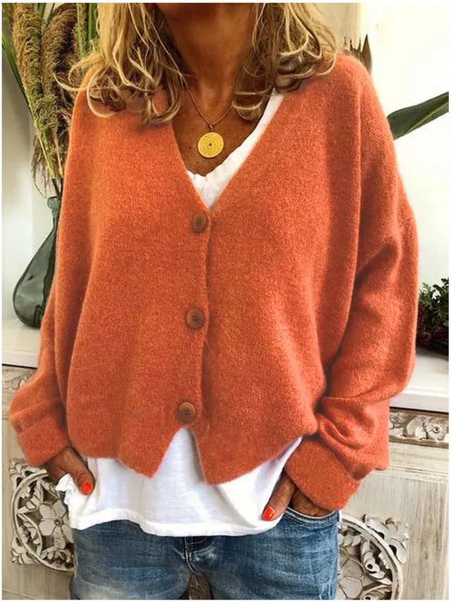 Norielle Col V cardigan na knoflíky úplet oranžový