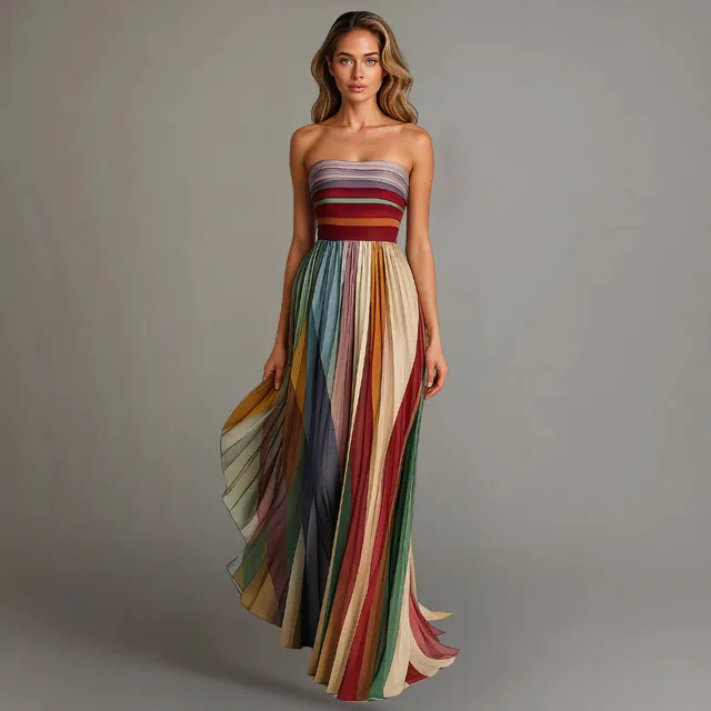 Norielle dlouhé bustier šaty pruhované