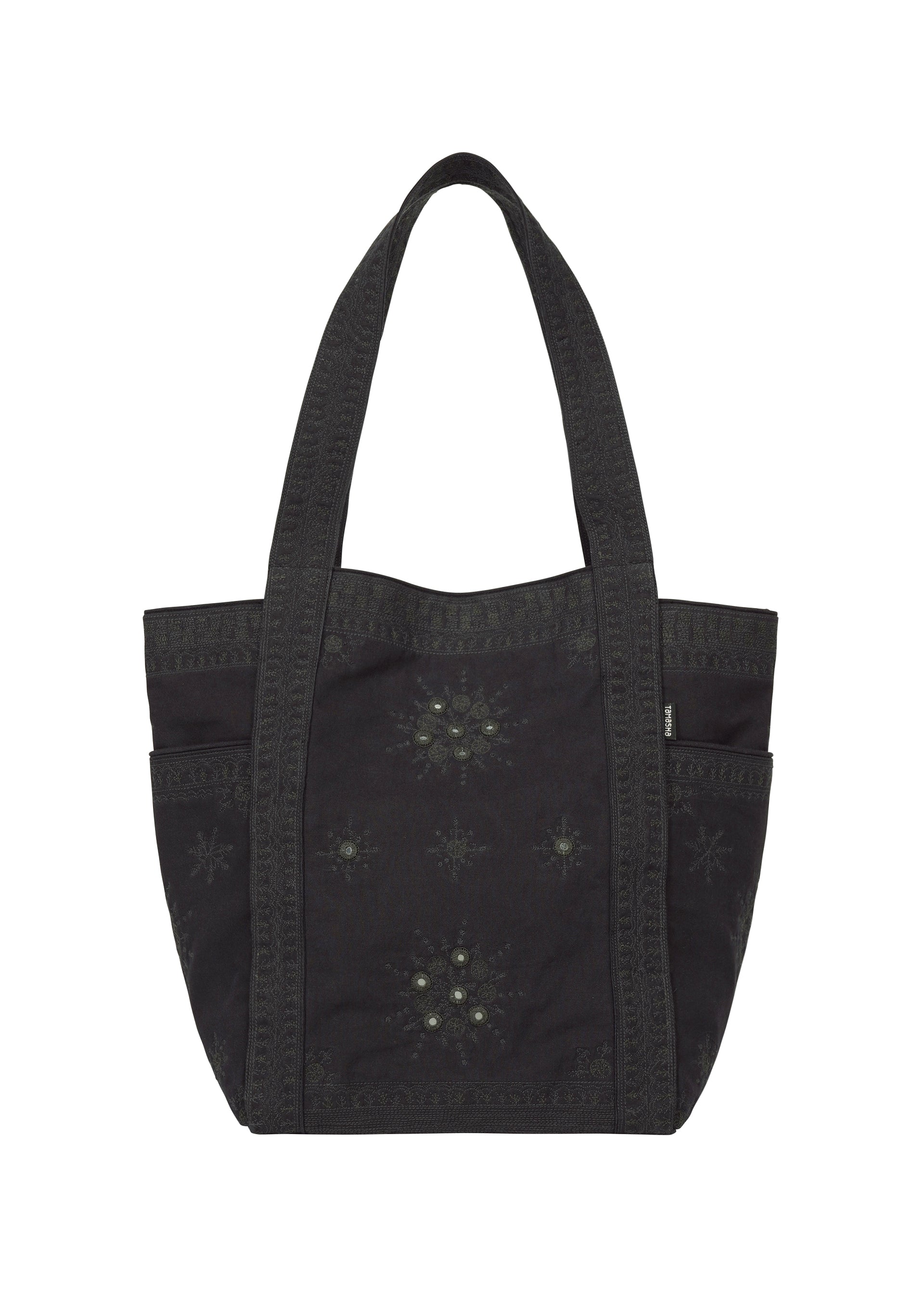 Issey Miyake HaaT Dazzle Mirror Box tote tmavě šedá s výšivkou