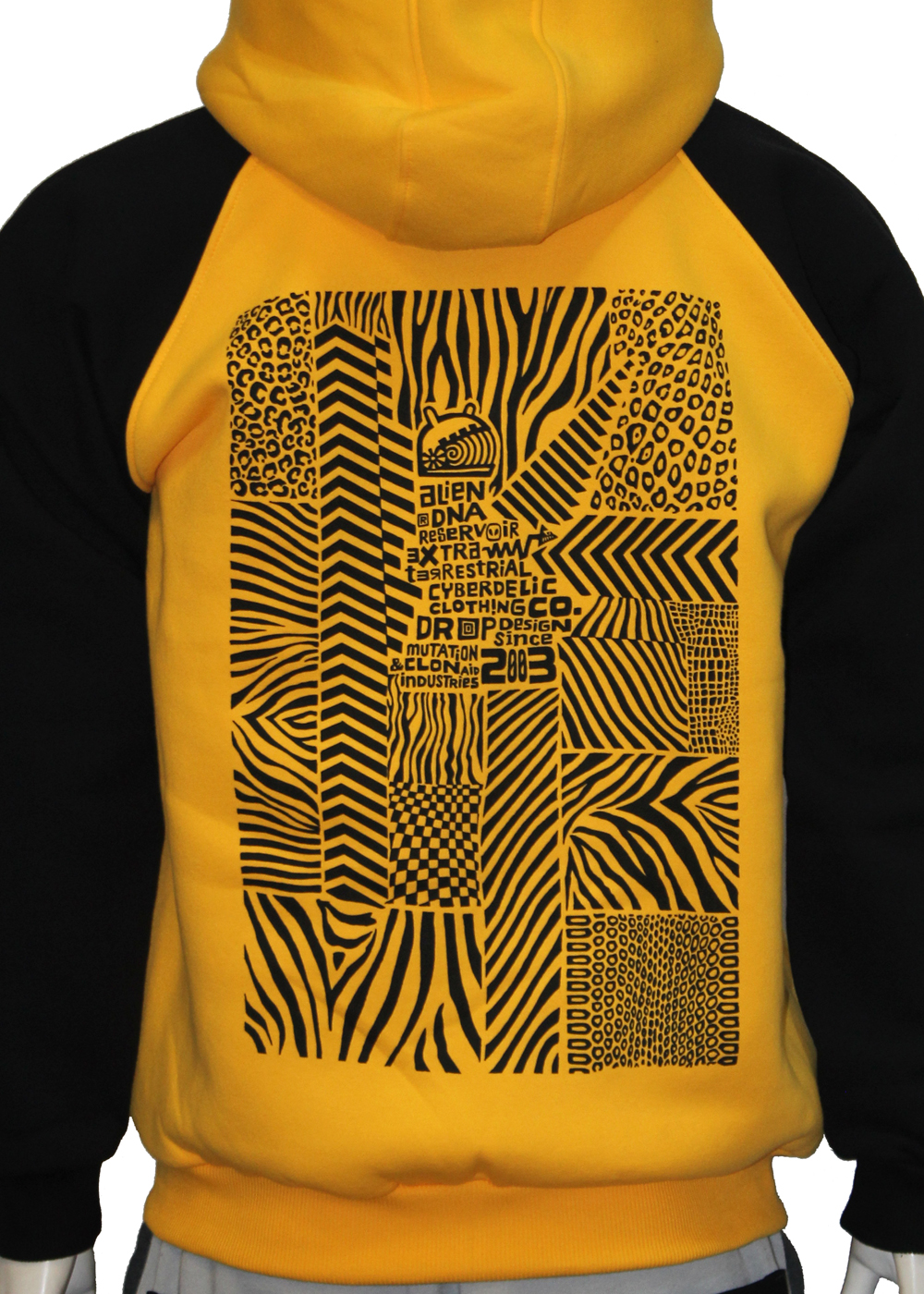 Alien DNA Black Pattern pánská mikina na zip žlutočerná