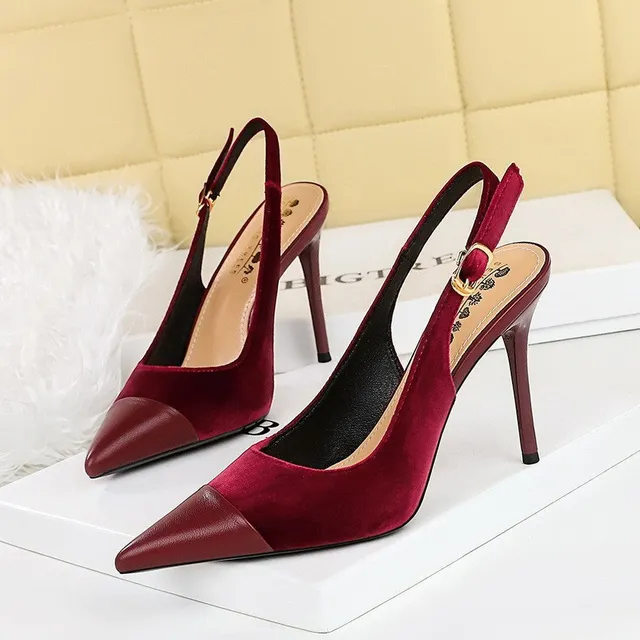 Norielle Slingback lodičky na jehlovém podpatku červená špičaté