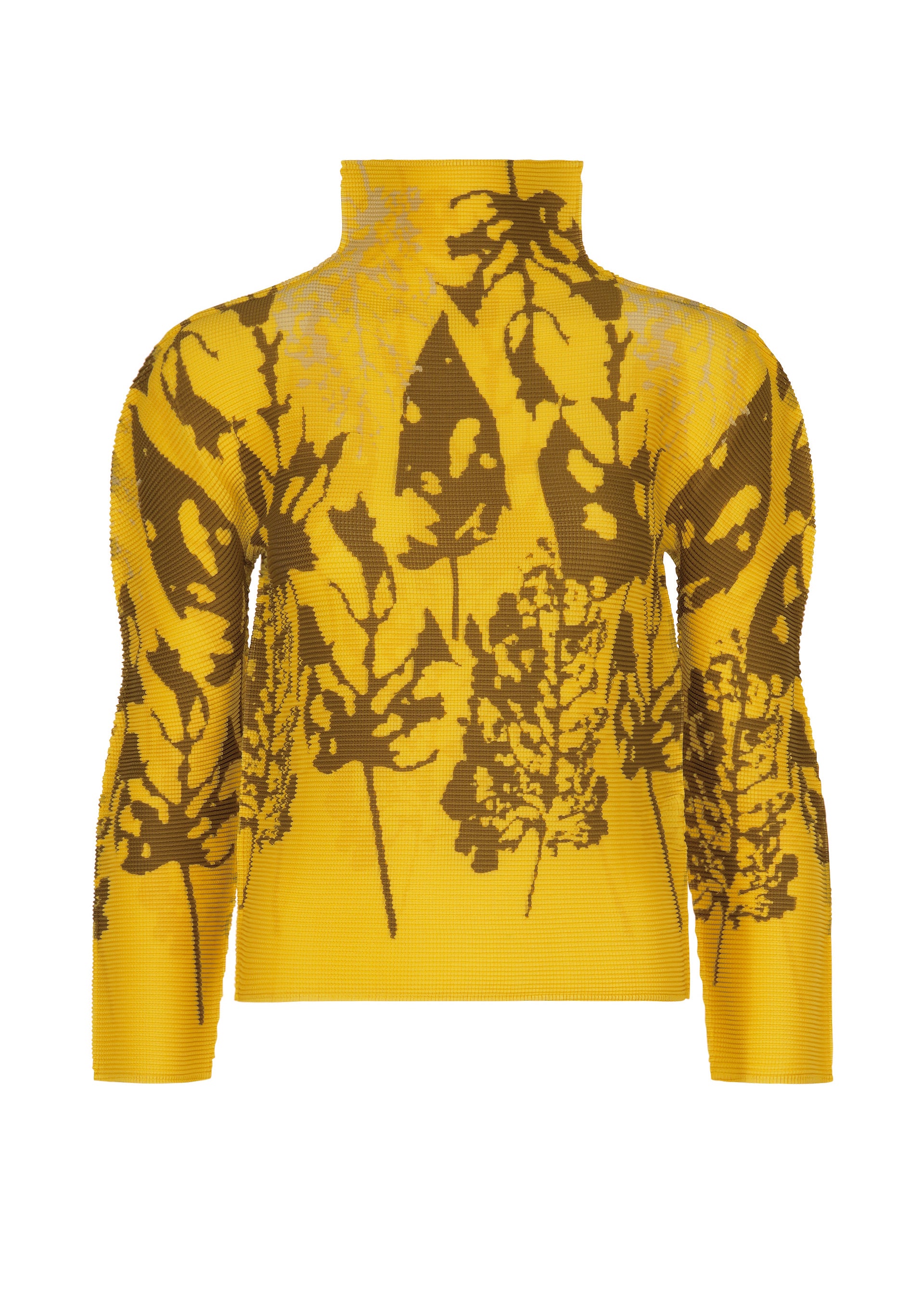 Issey Miyake Leaf top Brown-Hued rolák s dlouhým rukávem