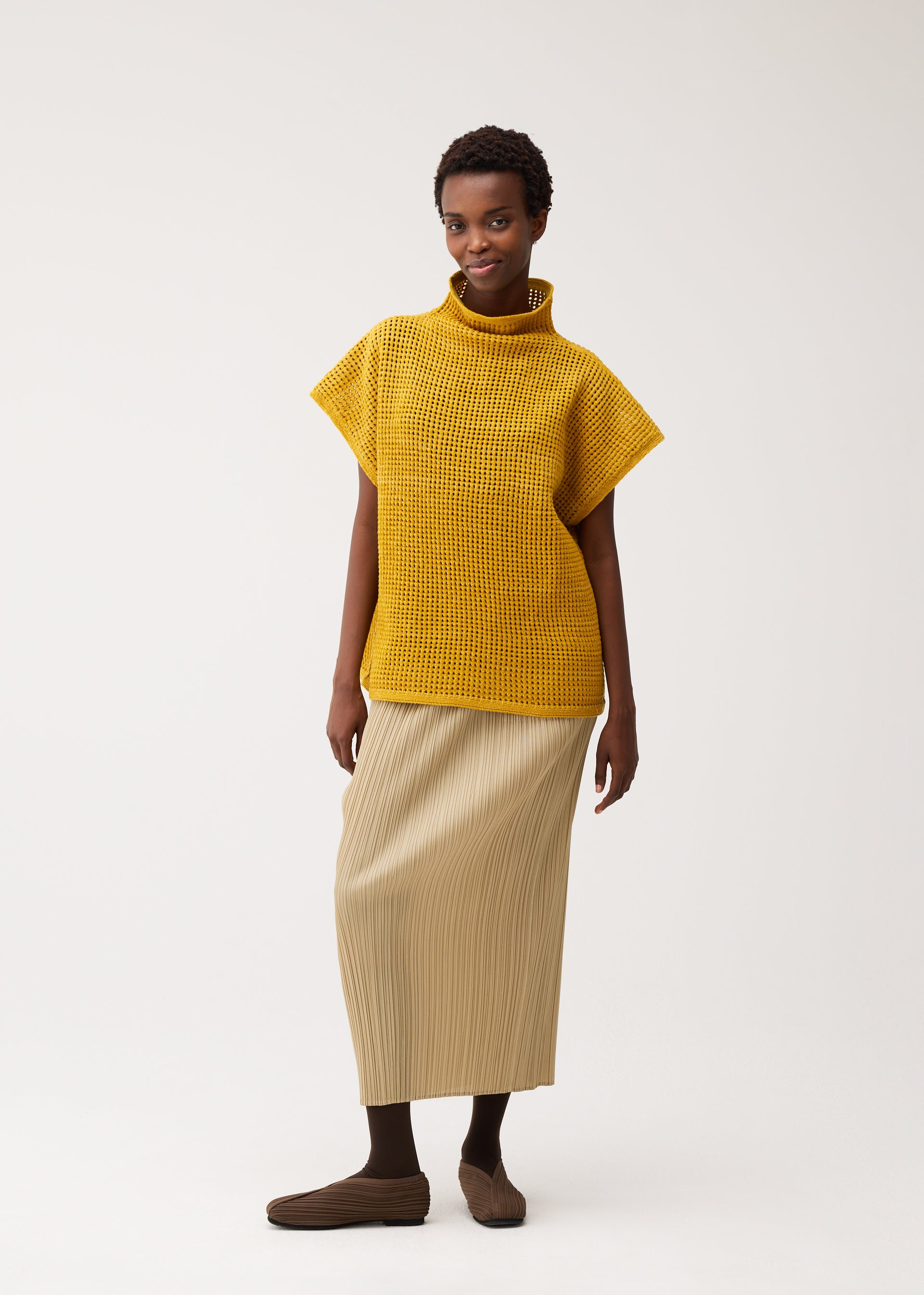 Issey Miyake Pleats Please Dot Knit svetr černá vlněný