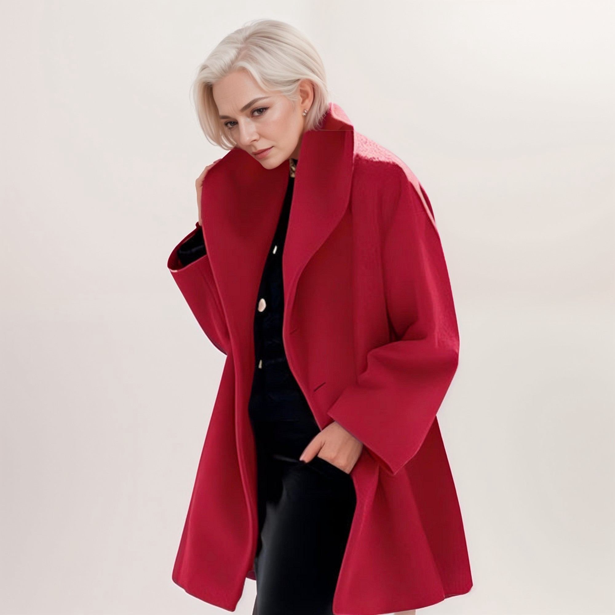 Norielle modrý oversize plášť se šálovým límcem