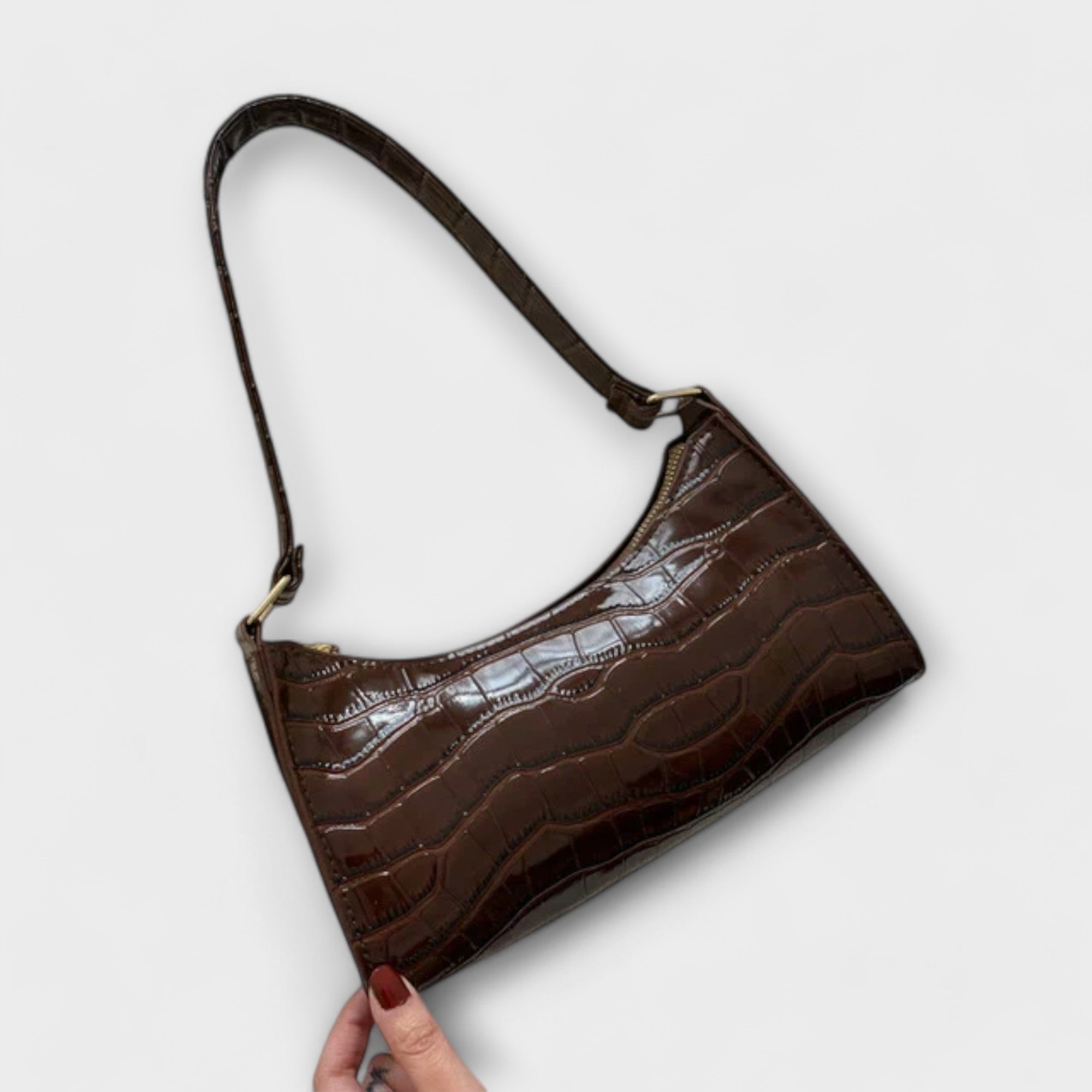 Norielle kabelka zelená croco bageta mini