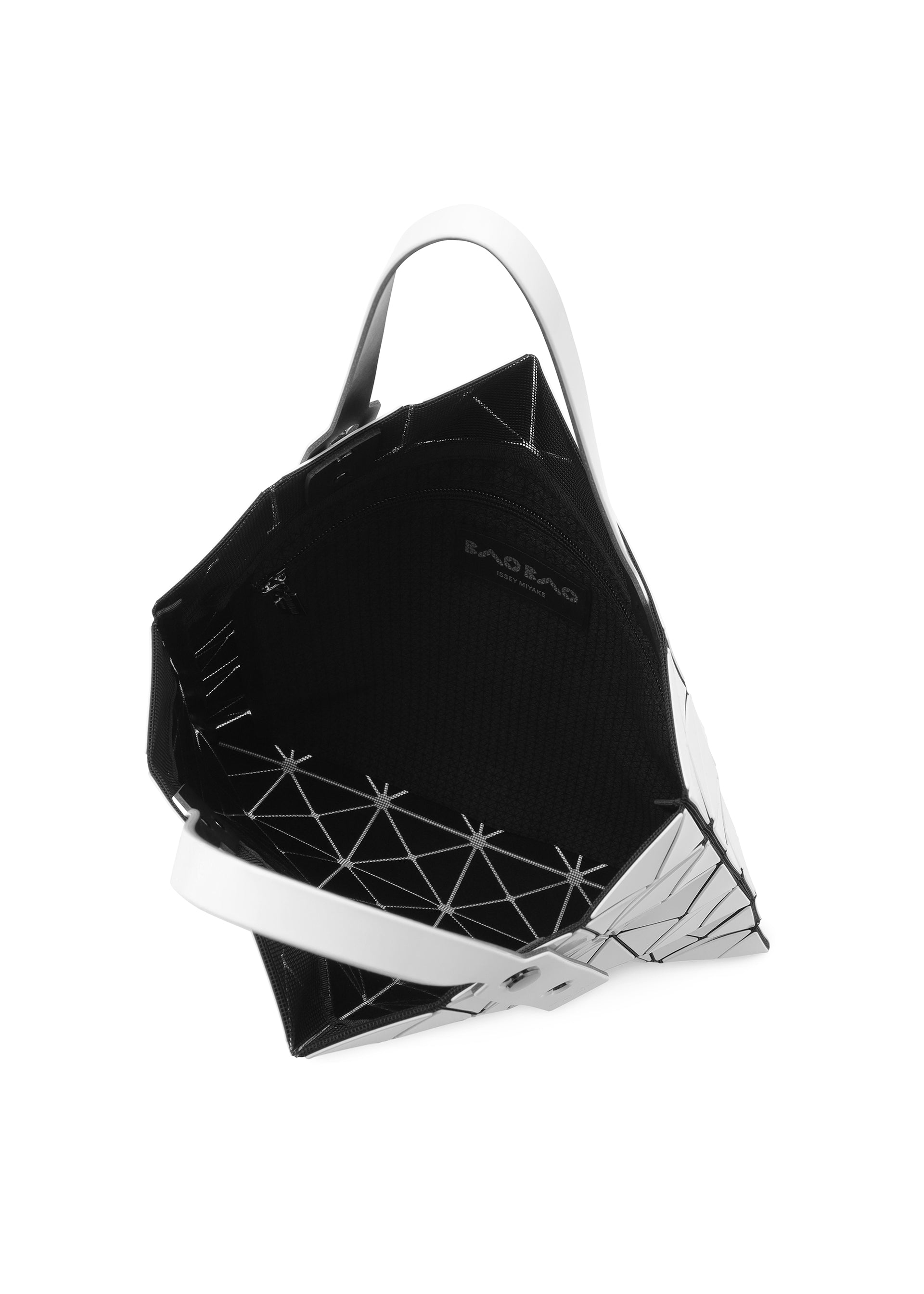Issey Miyake Lucent tote kabelka bílá trojúhelníky A4