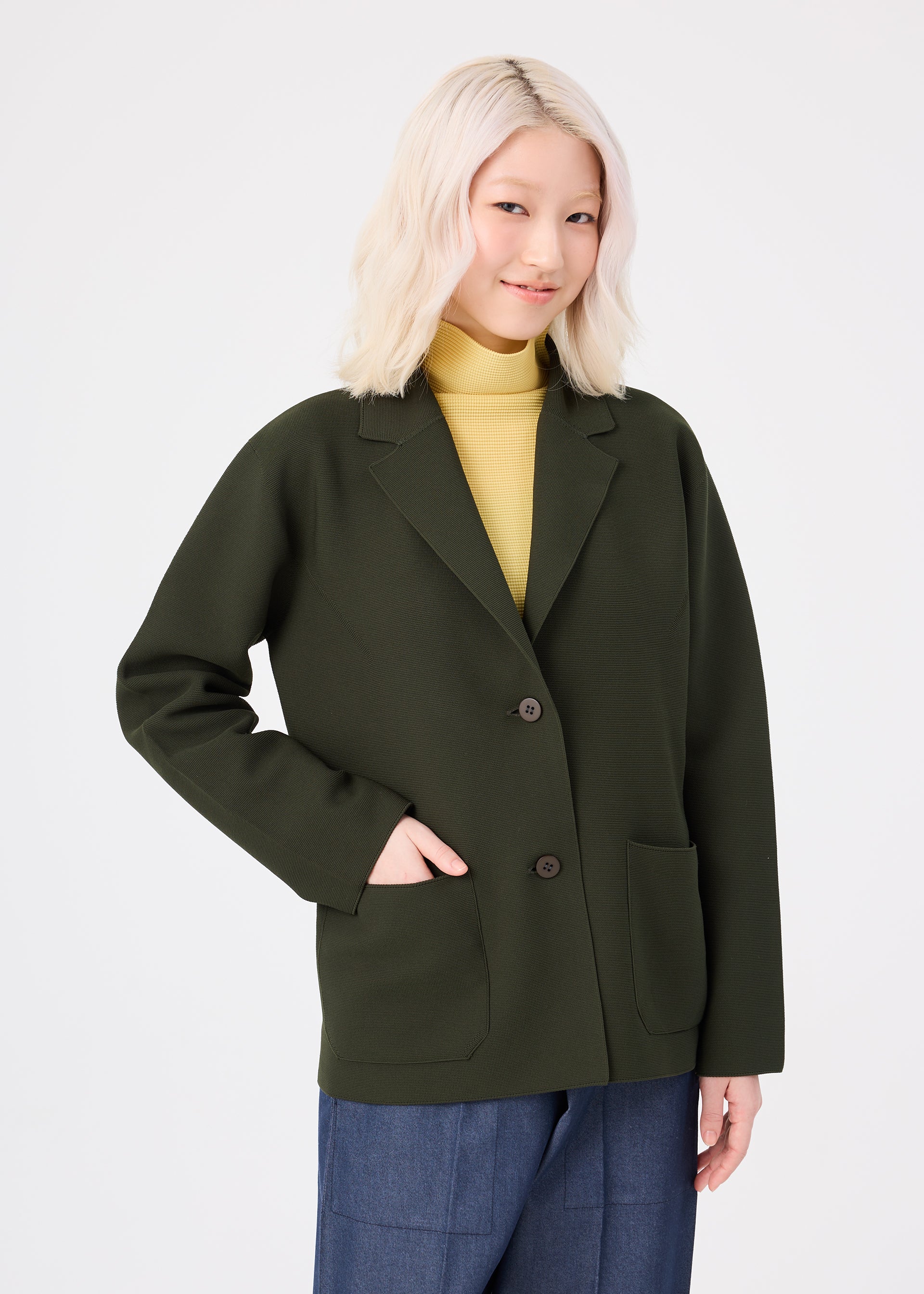 me Issey Miyake Solid Knit bunda černá pletená