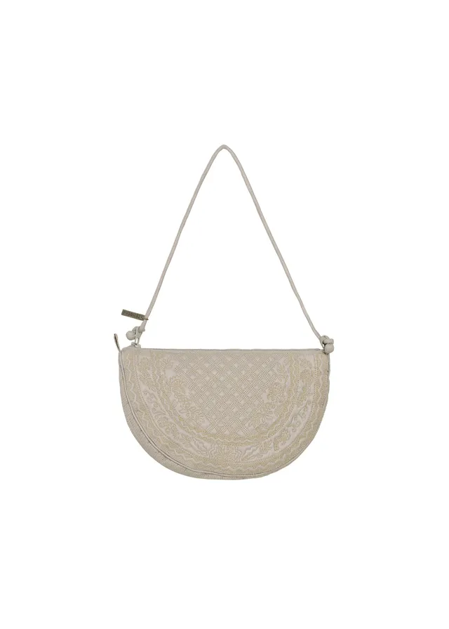 Issey Miyake HaaT Bloom Plaid Boston pouzdro šedé vyšívané