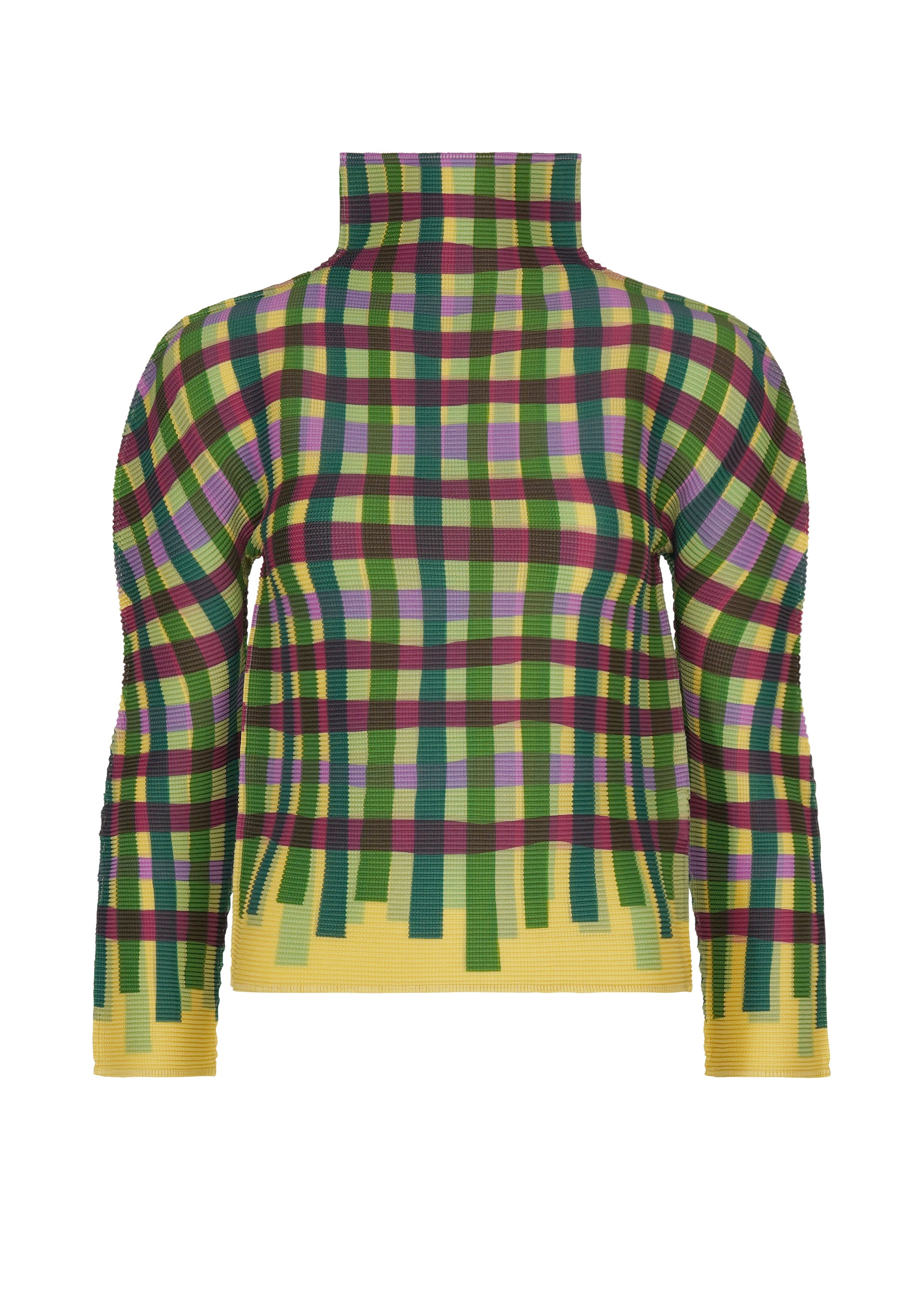 Issey Miyake Tape Check top pink-hued stretch plisé