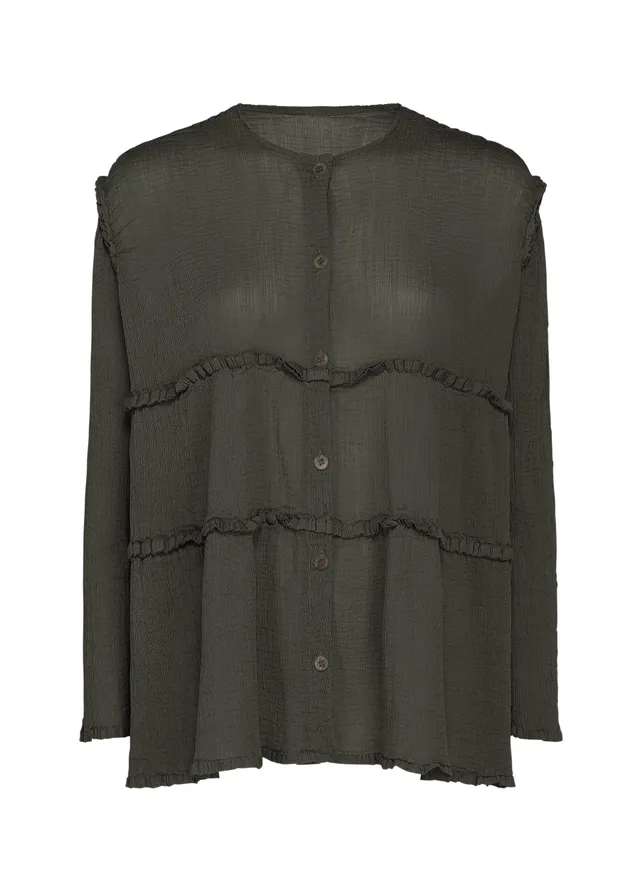 Issey Miyake Flare See-Through Crepe kardigan charcoal krep