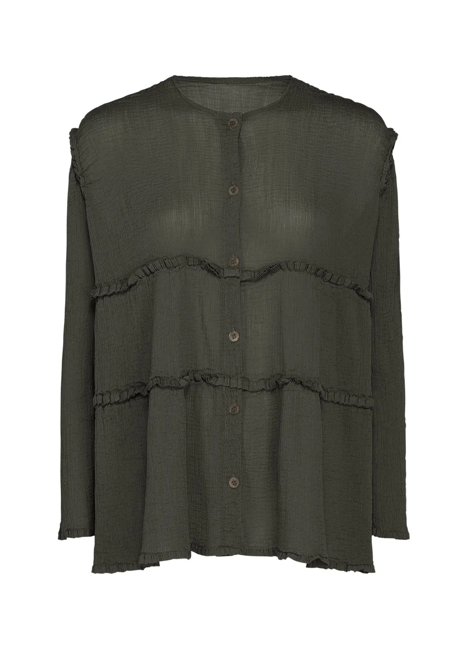 Issey Miyake Flare See-Through Crepe kardigan charcoal krep