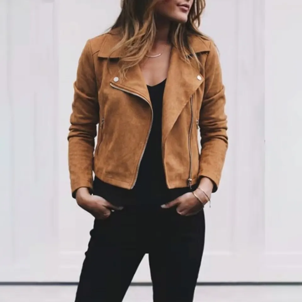 Norielle biker bunda černá M semišová asymetrická