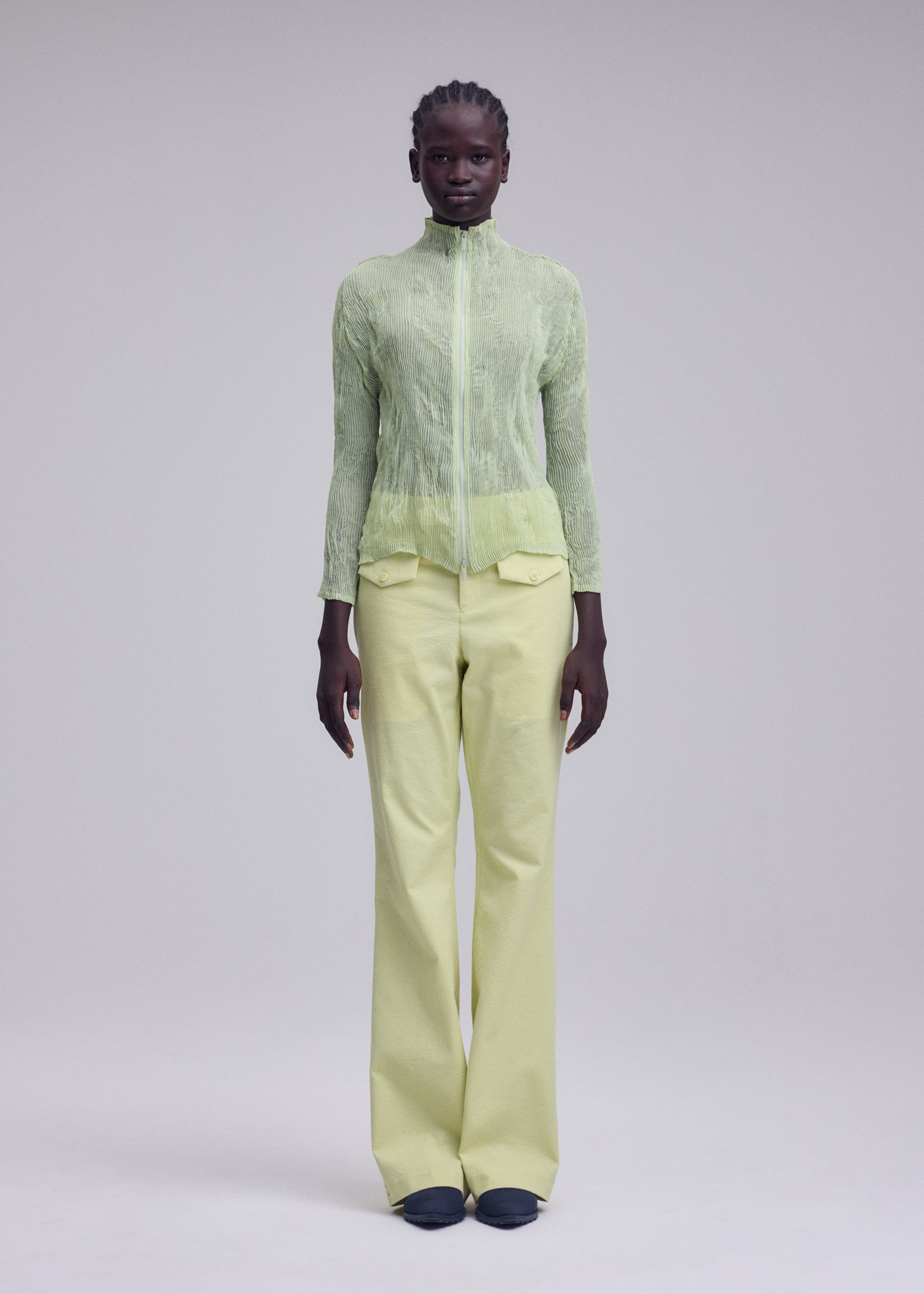 Issey Miyake Chiffon Twist 1 kardigan dull cream průsvitný