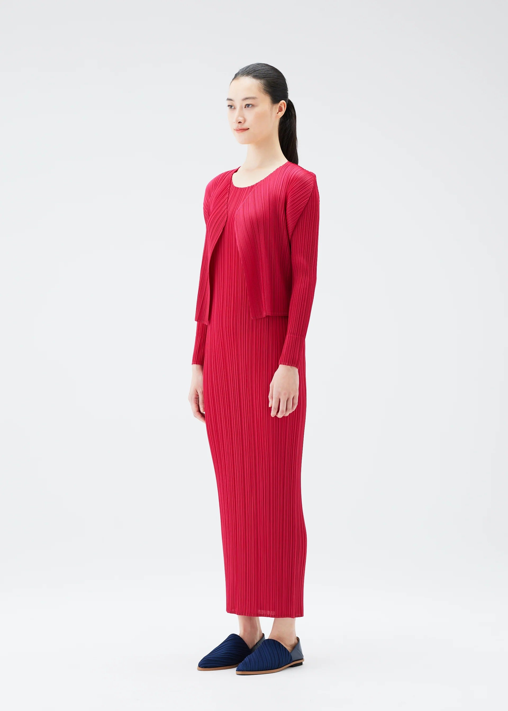 Issey Miyake New Colorful Basics 4 kardigan karmínová 3 krátký