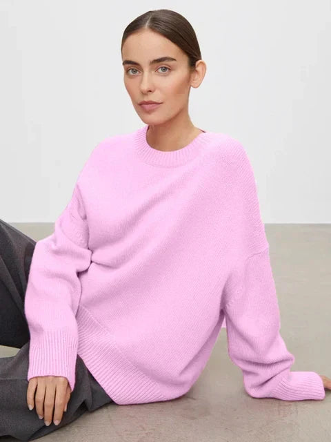 Norielle oversize pletený svetr s kulatým výstřihem béžový