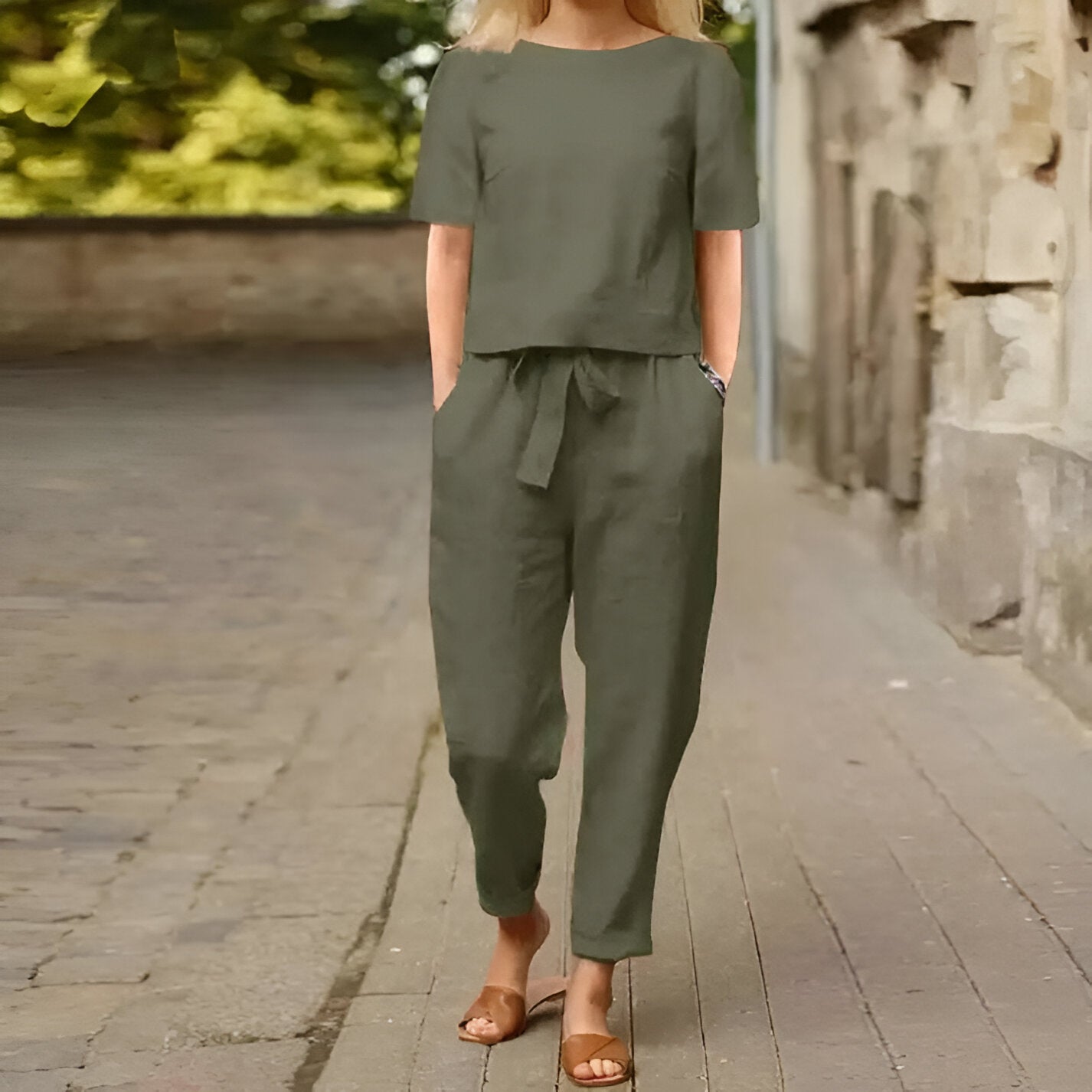 Norielle lehká souprava modrá viskózová volný střih