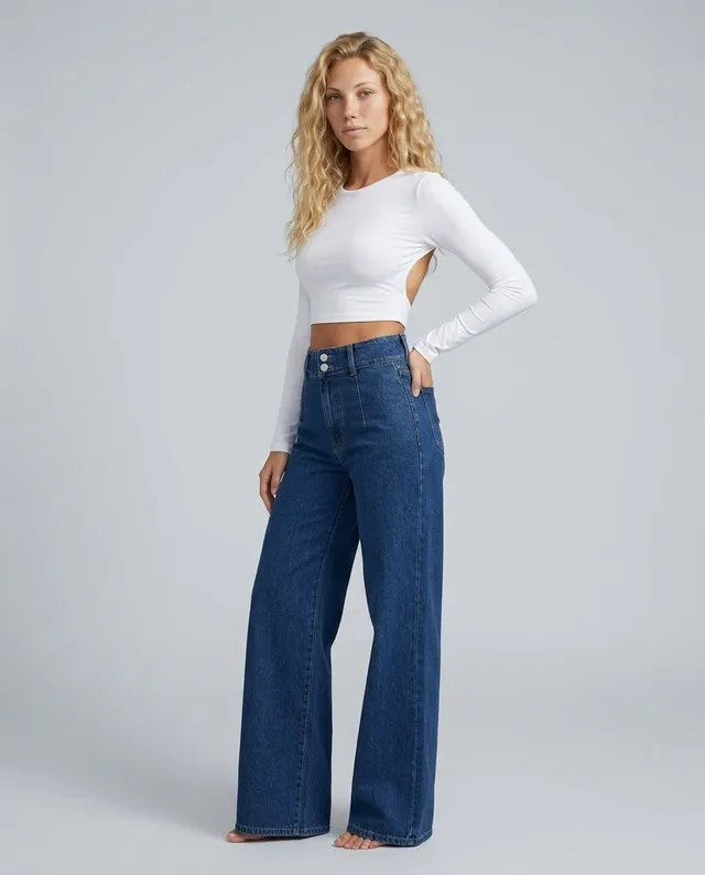 Norielle dámské džíny wide leg tmavě modré