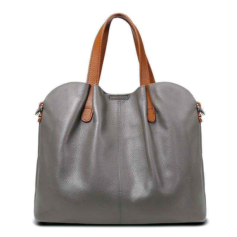 Norielle kožená kabelka šedá shopper
