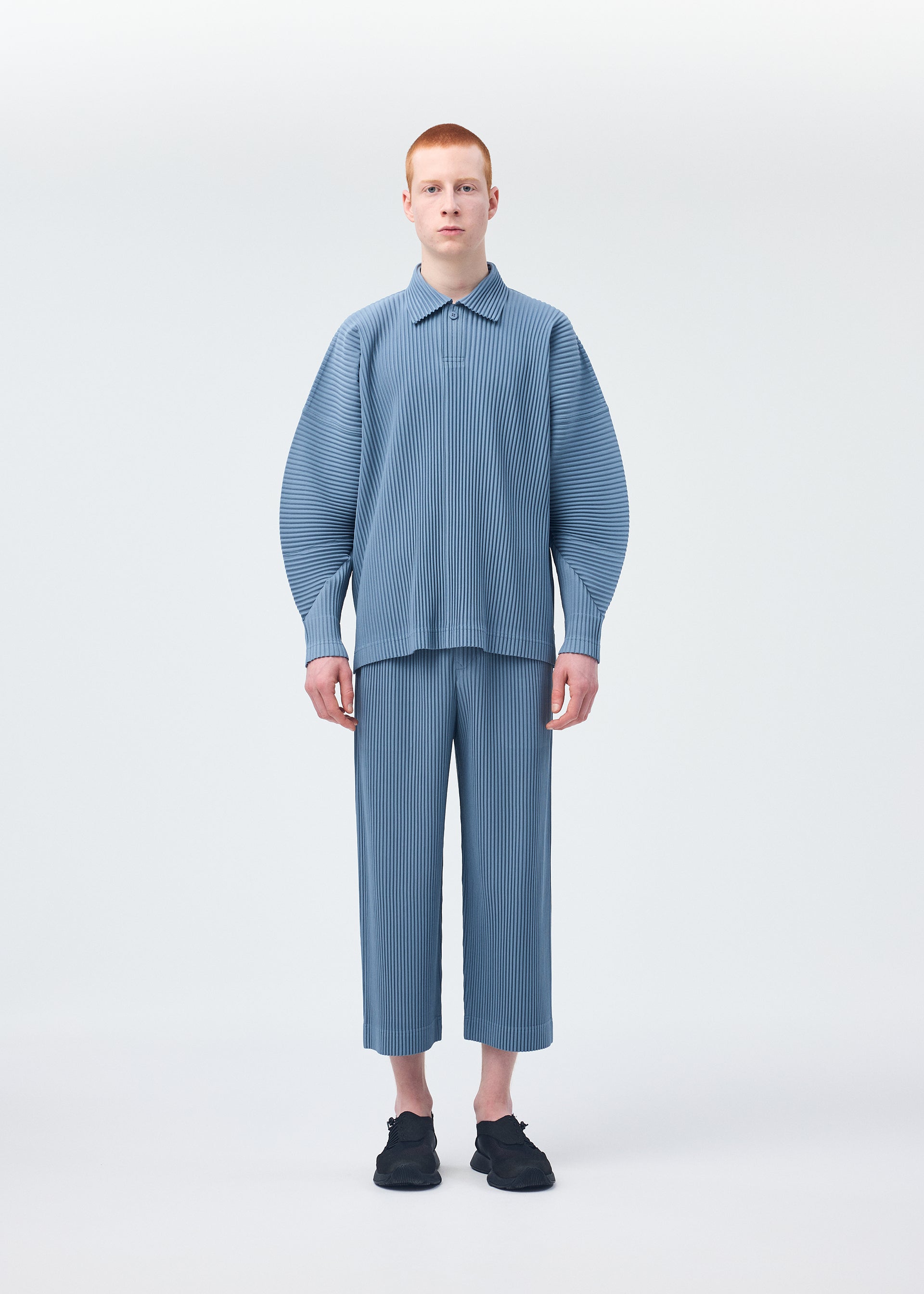 Issey Miyake Monthly Colors August polo tričko černé s dlouhým rukávem