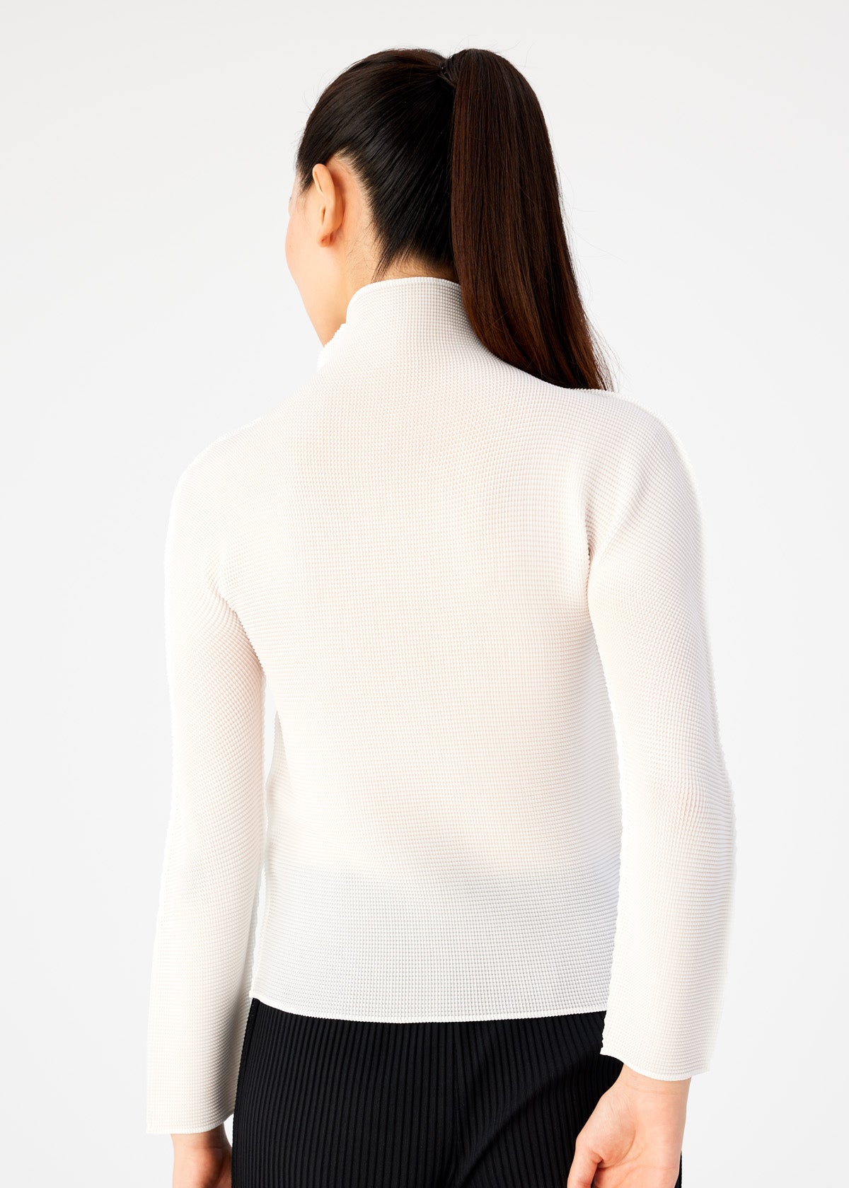 Issey Miyake Stretch Pleats top s rolákem bílý plisovaný
