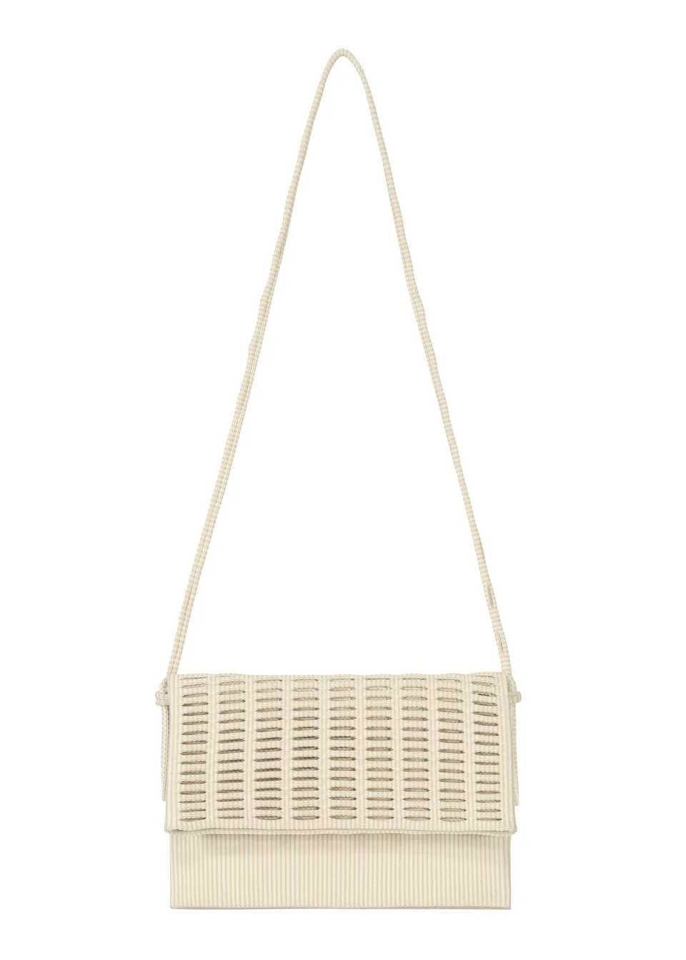 Issey Miyake Mokko Wale crossbody off white béžová pruhy