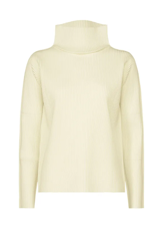 Issey Miyake Fine Knit Pleats rolák bílý s dlouhým rukávem