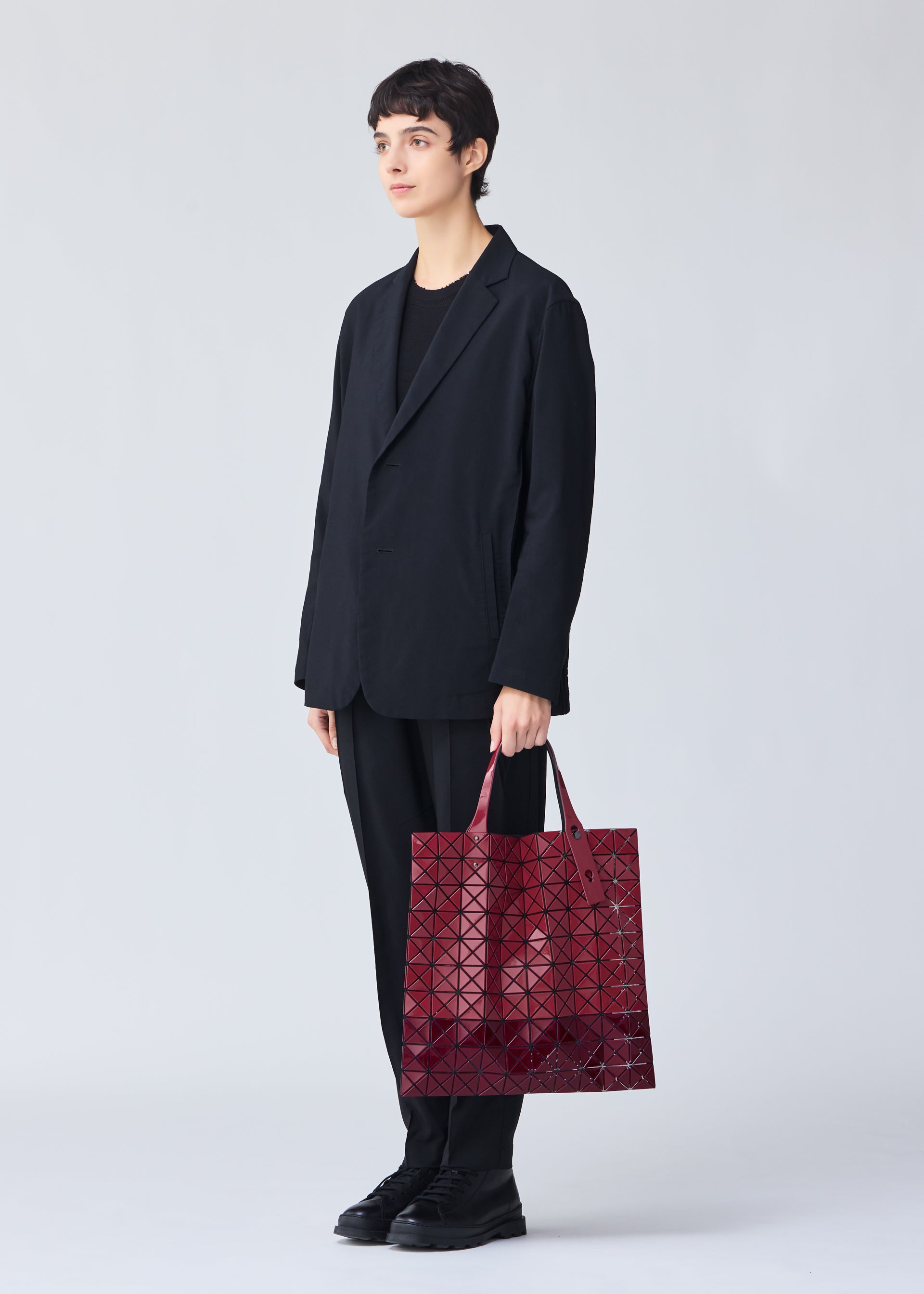 Issey Miyake Prism Bi-Color tote tmavě šedá s černou A4
