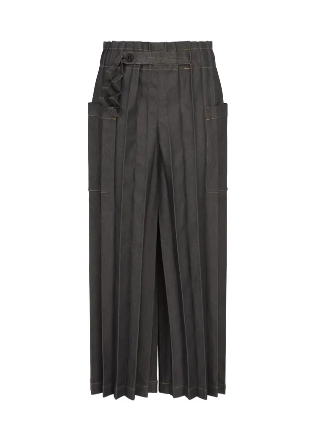 me Issey Miyake Denim Pleats kalhoty indigo denim