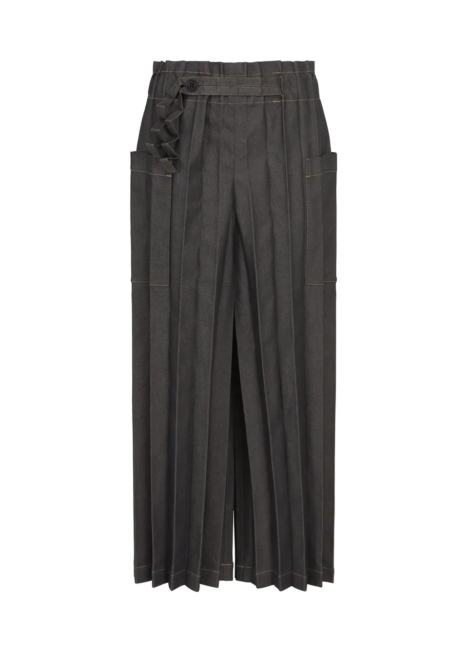 me Issey Miyake Denim Pleats kalhoty indigo denim