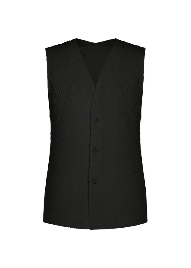 Issey Miyake Homme Plissé Slash vesta černá rozepínací