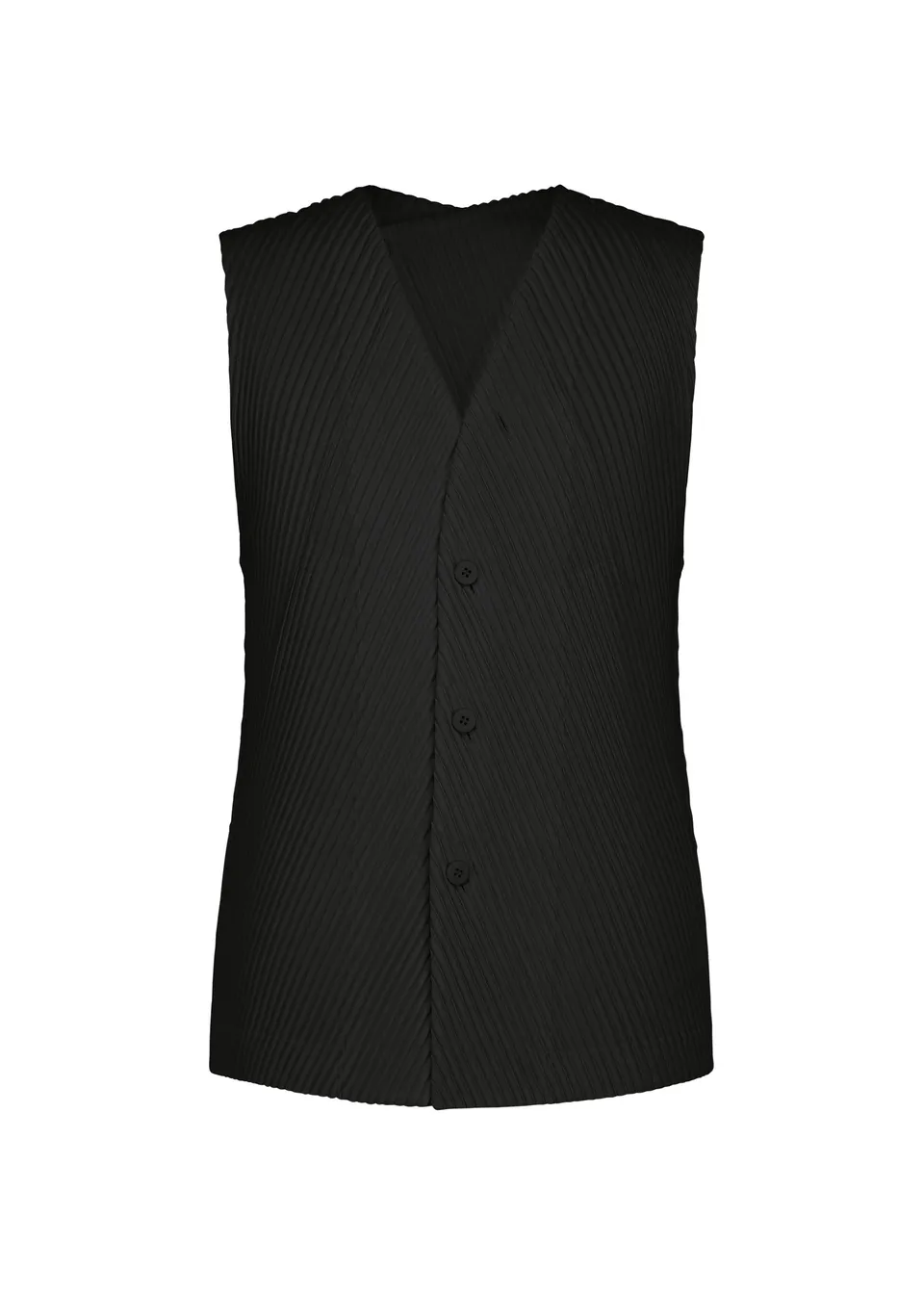 Issey Miyake Homme Plissé Slash vesta černá rozepínací
