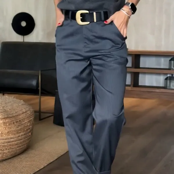 Norielle Sylwia elegantní pruhované kalhoty námořní modrá