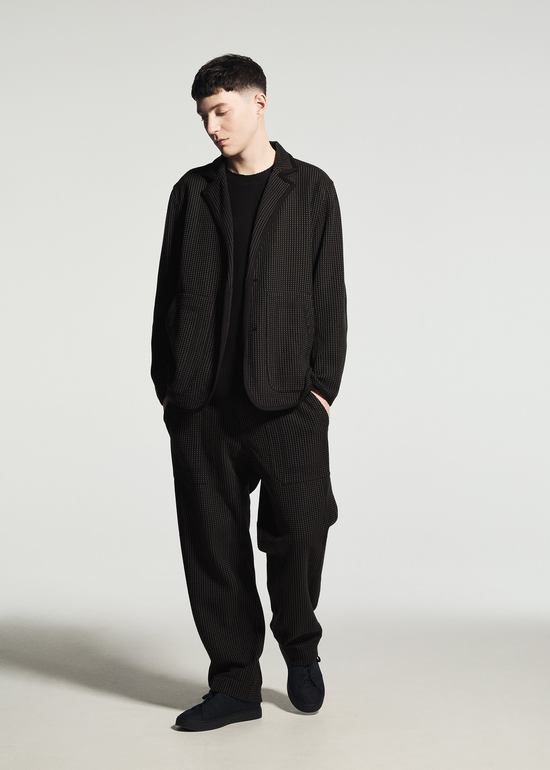 Issey Miyake Type-K 012 pletená bunda černá sashiko