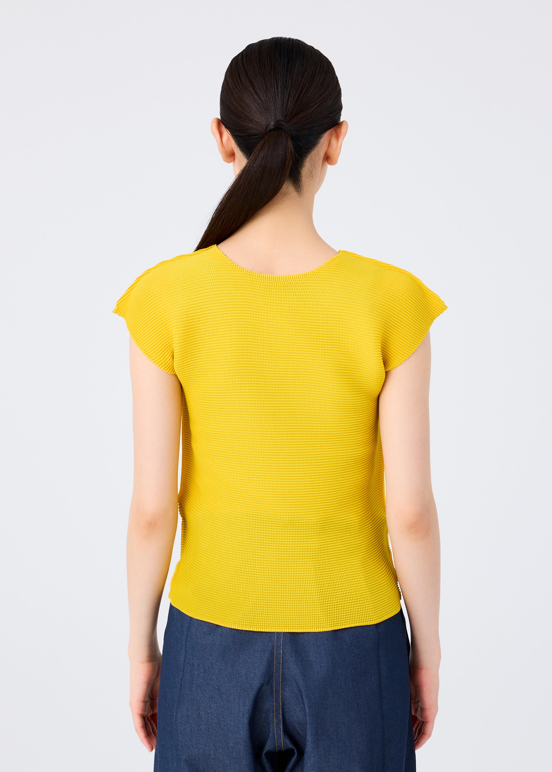 Issey Miyake Stretch Pleats 6 top žlutý plisovaný
