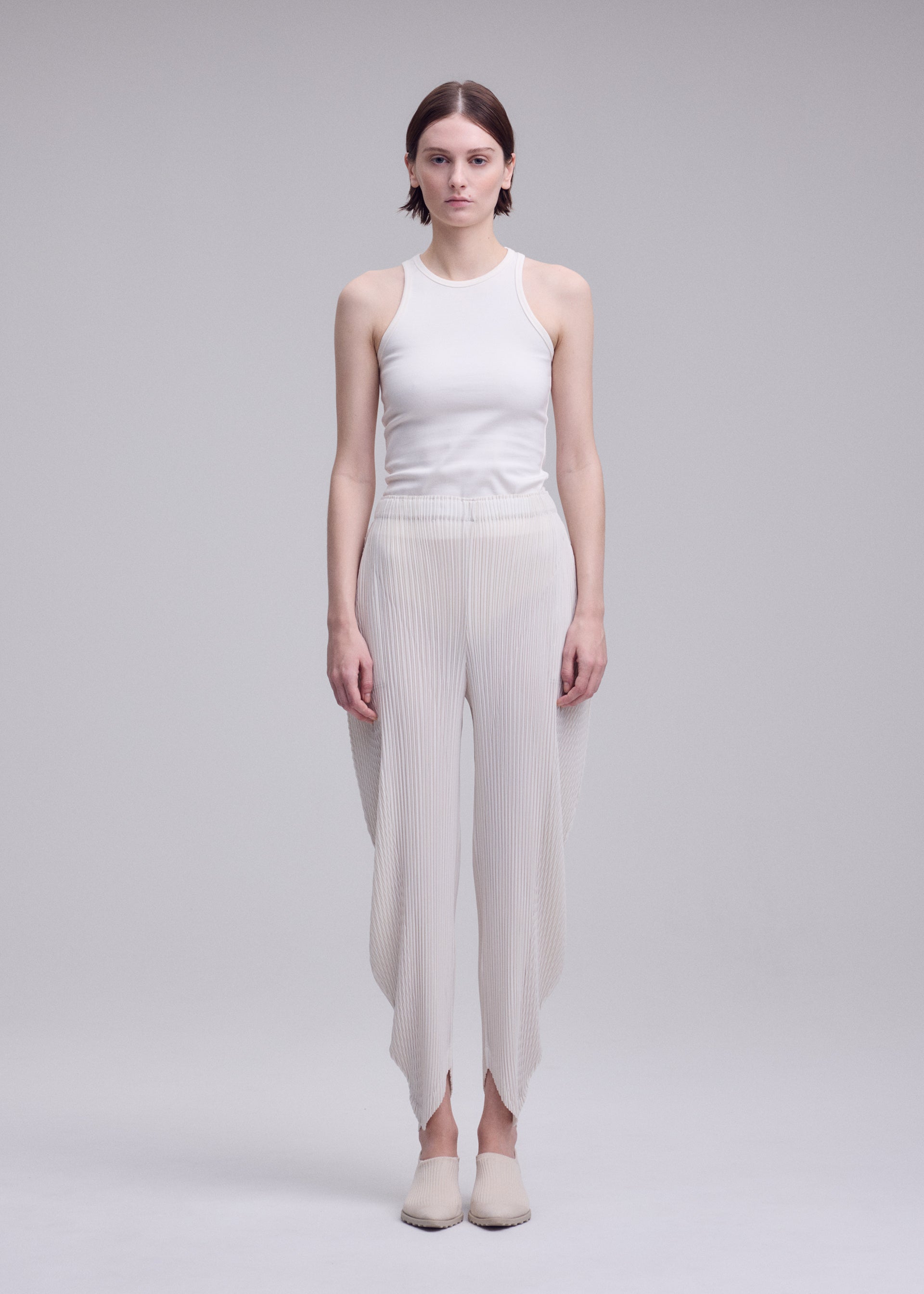Issey Miyake Leaf Pleats kalhoty smetanové 2