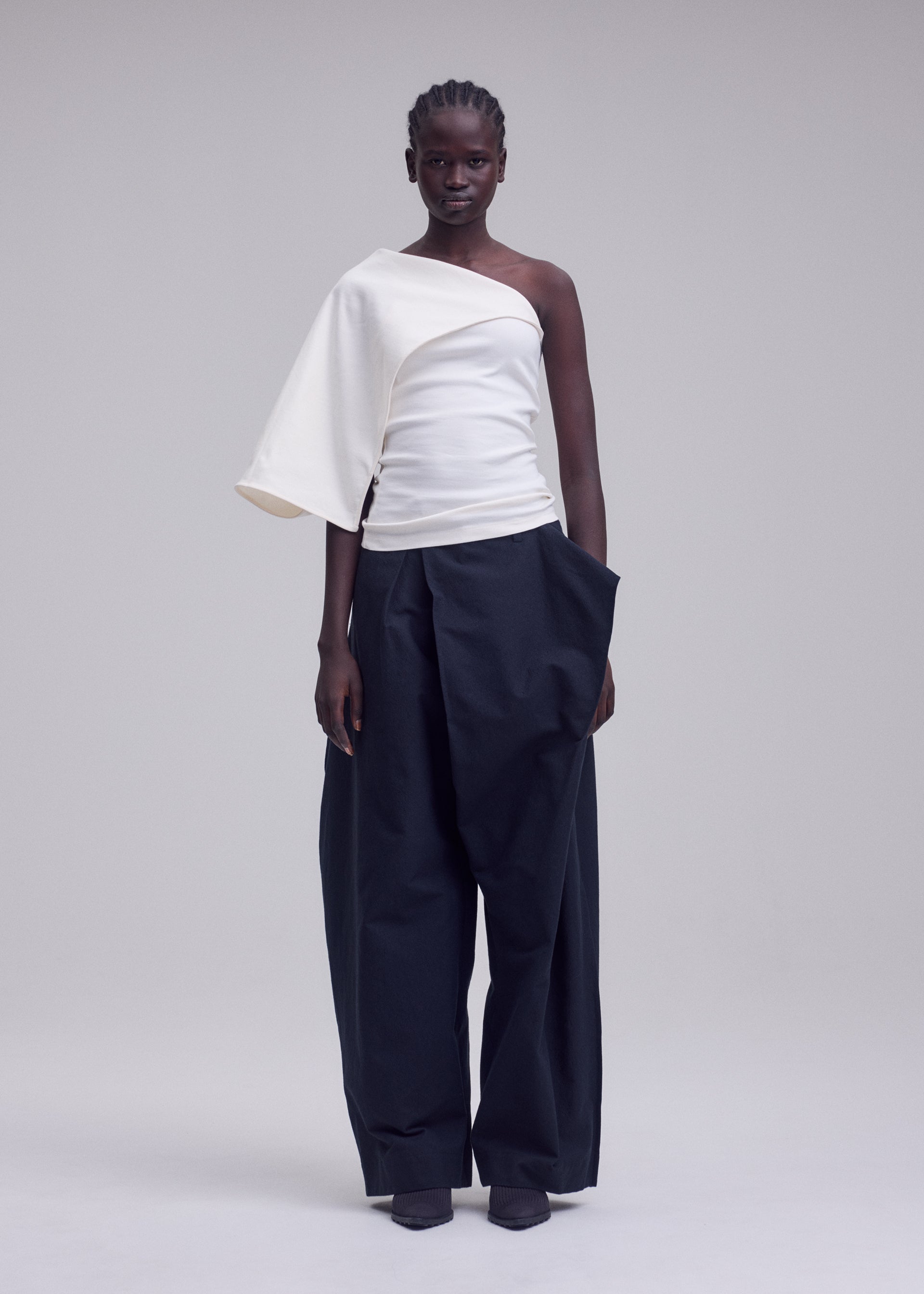 Issey Miyake Extension Cotton top bílý bavlněný