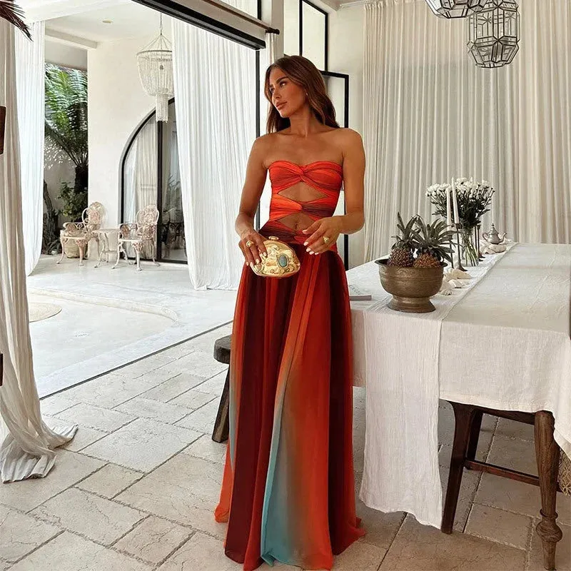 Norielle Bustier maxi šaty multicolore dlouhé pruhované