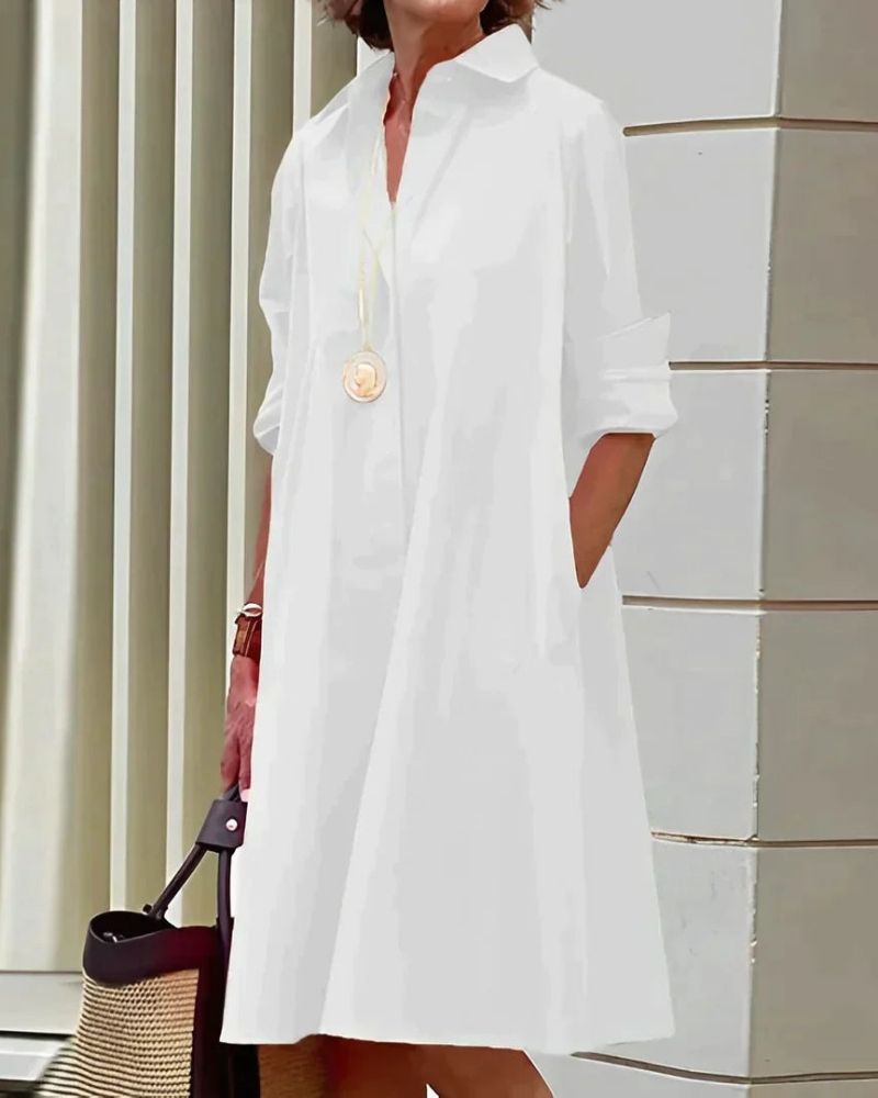 Norielle Elegant košilové šaty červená volný střih